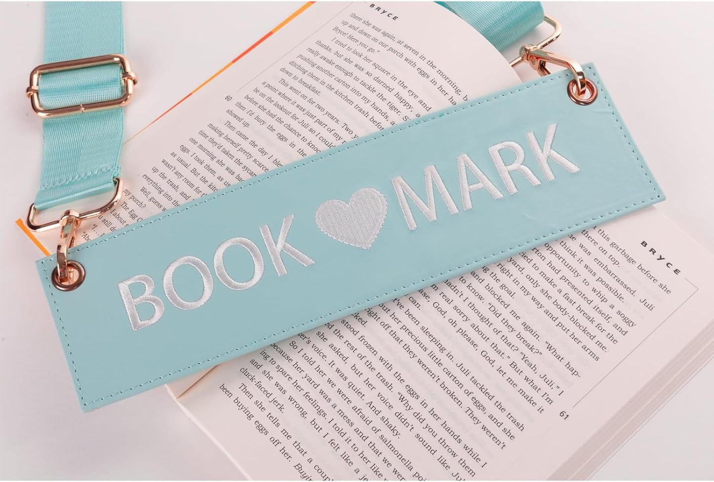 Detachable Strap Bookmark,Embroidered Leather Bookmarks for Women,Unique Cool Funnys Bookmarks Carrier for Women,Readers,Book Lovers (Blue)