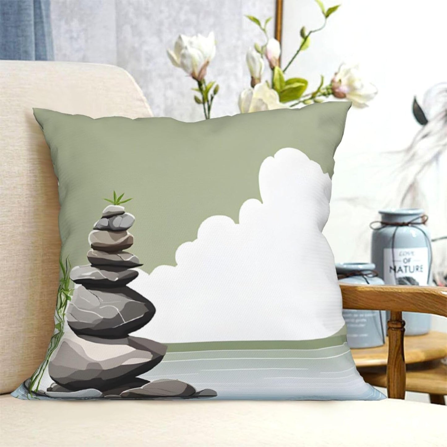 All-Season Square Pillow Covers 18"X18", Stone, Decorative Throw Pillow Covers for Sofa Bed Couch, Hidden Zipper Cushion Cover, Square Lumbar & Accent Pillowcases for Home Decor