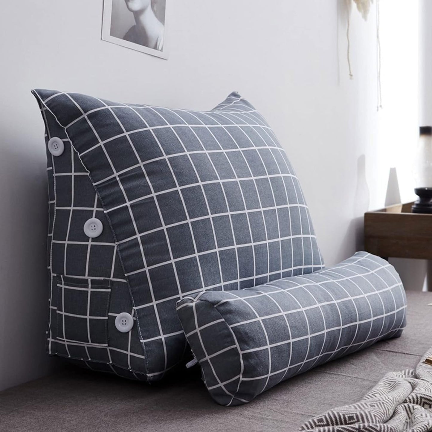 Wedge Pillow for Sleeping After Surgery Reading Pillows for Sitting in Bed for Adult Washable Cover Back Cushion for Couch Lumbar with Neck Support (Color : 01, Size : 45 x 22 x 50 cm)