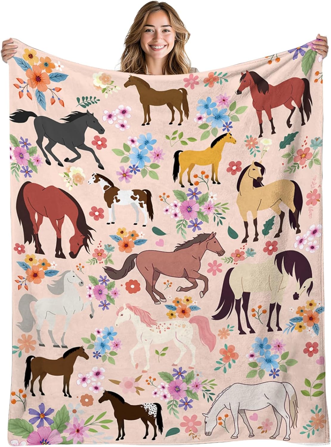 Horse Blanket Gifts for Girls Boys, Soft Horse Blanket for Friend, Women Men, Birthday Gift for Horse Lovers, Warm Flannel Blanket for Couch or Bed, Holiday, Christmas Thanksgiving Day 50x60 in