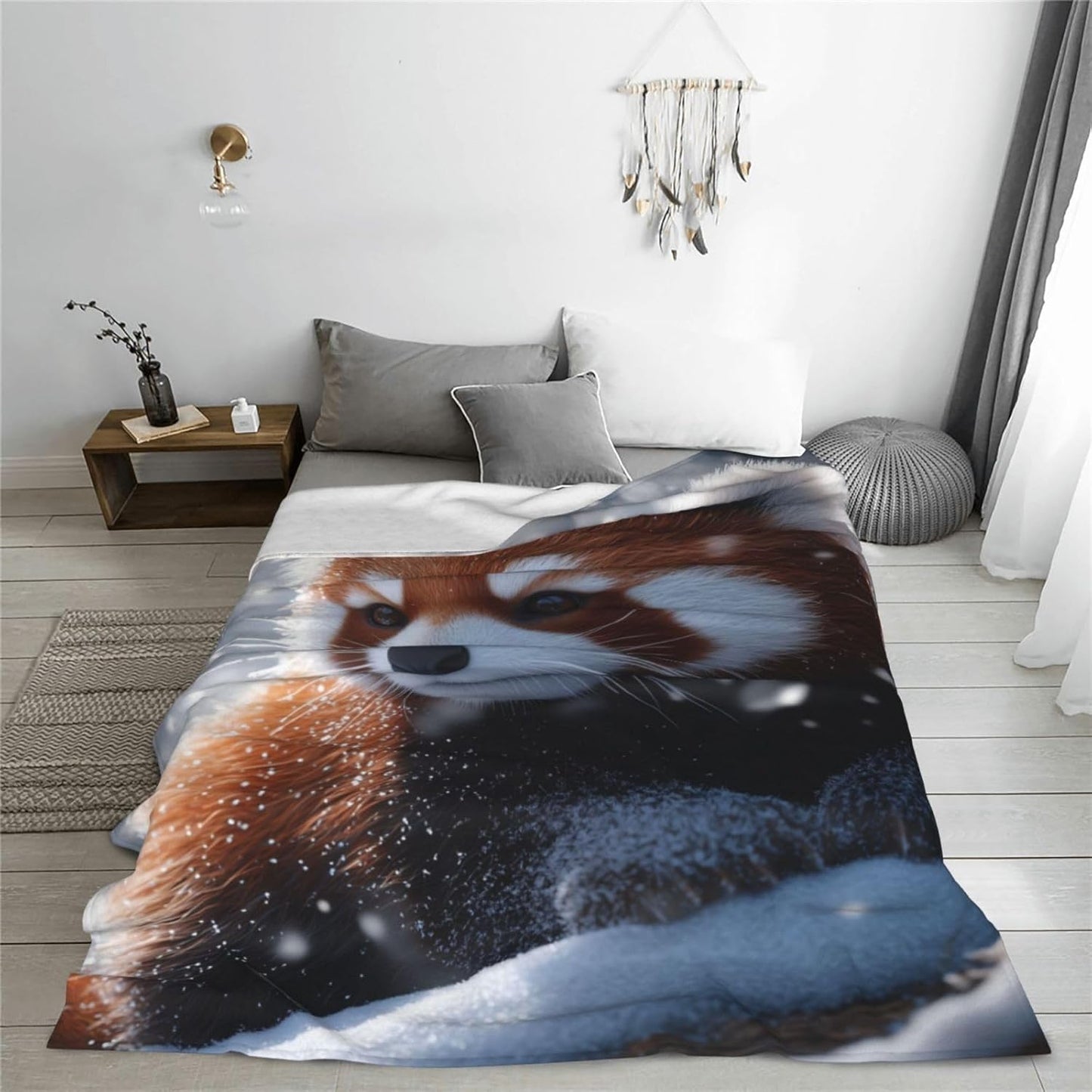 Red Panda Blanket for Adults Kids Women, Soft Lightweight Flannel Wild Animal Throw Blanket for Sofa Couch Bed Traveling Camping Red Panda Gifts Idea, Plush Jungle Wildlife Red Panda Decor 50x60 in