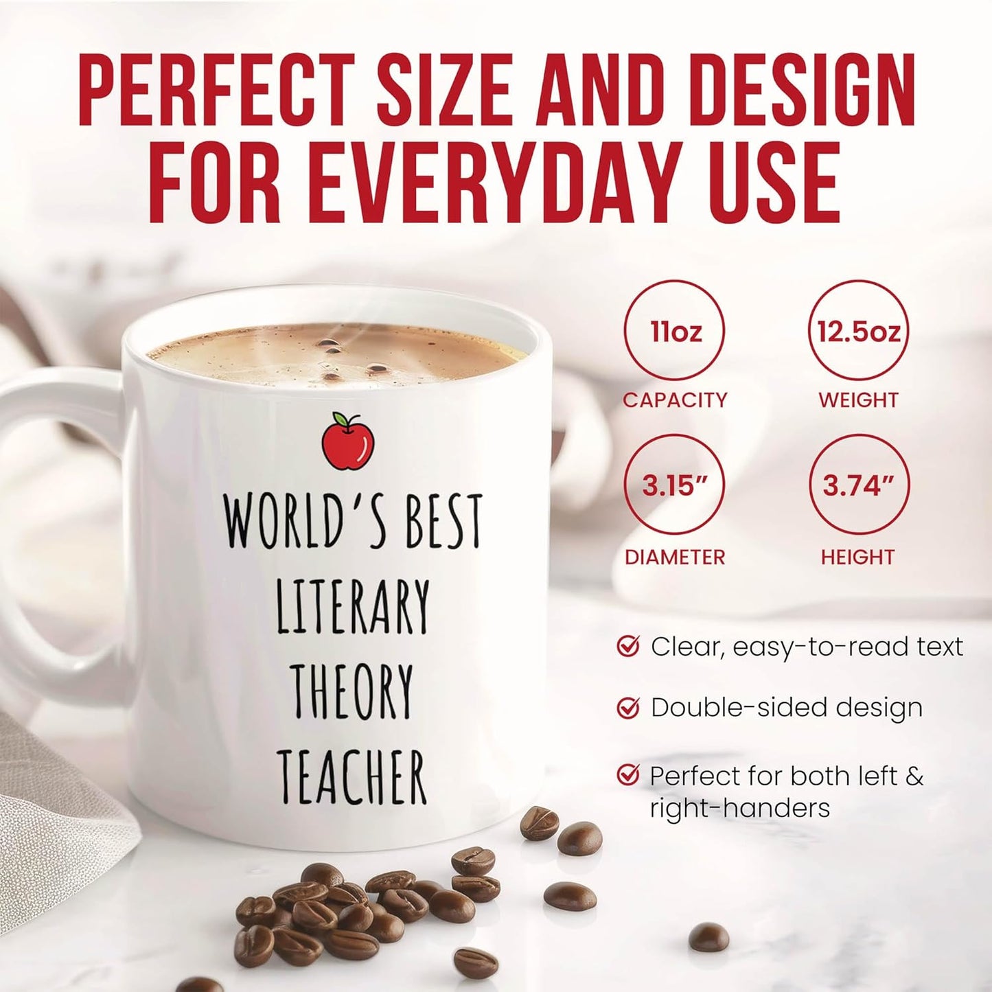 Best Literary Theory Teacher Mug - Literature Scholar Coffee Cup - Book Lover Funny Gift From Classmates - Textual Analysis Tea Mugs - Critic Cups - 11 Oz Ceramic Gifts For Students, Birthday, Him