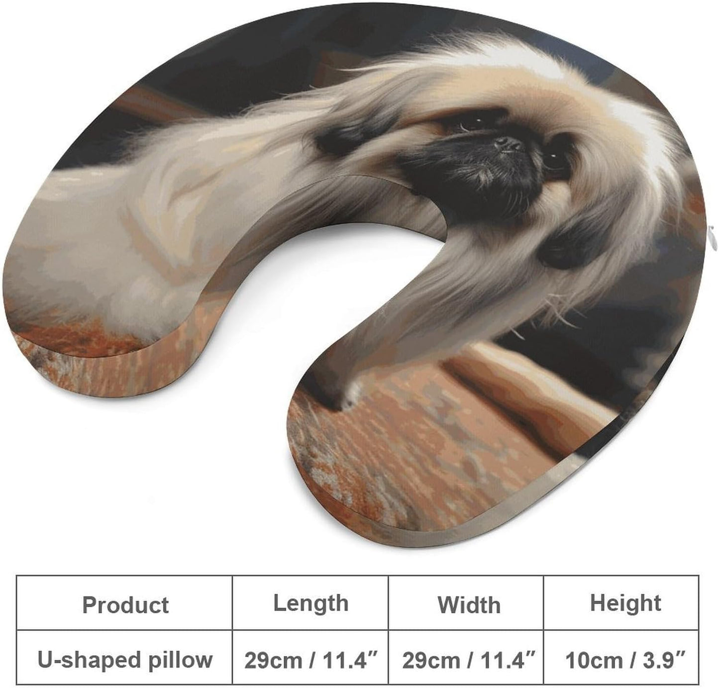 Pekingese Dog Neck Pillow Memory Foam U Shaped Pillows Portable Pillows for Shoulder Travel Head Support Pillow with Concealed Zipper for Airplane Car Home Office