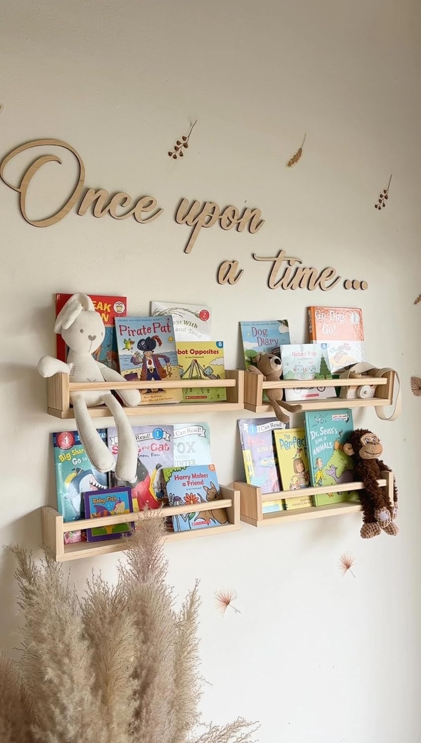 Once upon a time sign,Reading Corner Sign - Kids Bedroom Wording Sign for Reading Corner Kids Room Family Bookshelf Home Décor Birthday Present DIY Decoration