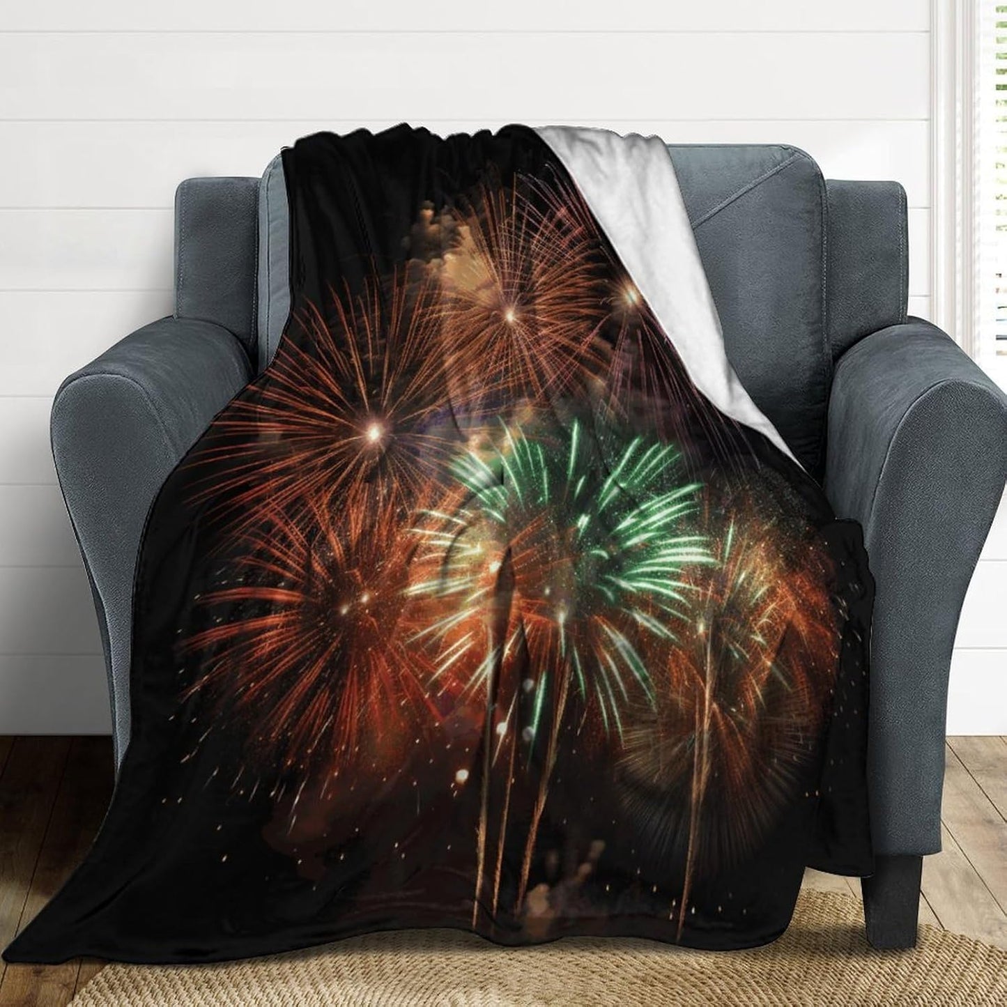 Splendid Fireworks Blanket Super Soft Lightweight Throw Blanket Cute Cozy Warm Bed Blanket Decorative Fuzzy Blanket All-Season Home Decor Gift for Sofa Couch Living Room 40"*50" （100 * 130cm）