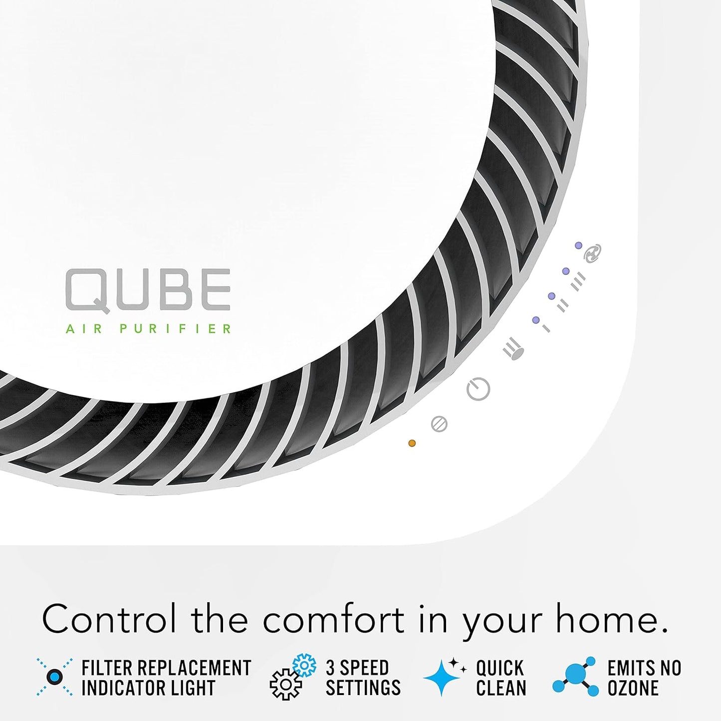 Vornado QUBE50 Air Purifier for Home, Bedroom and Office, True HEPA Filter to Remove [99.97% of Allergens], Pet Dander, Smoke, 3-Step Filtration Process, Small, White