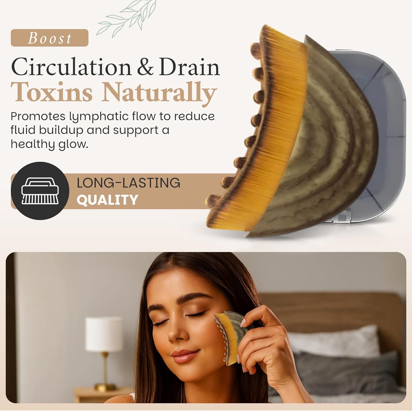 Lymphatic Contour Face Brush, Facial Brush for Lymphatic Drainage, Dry Lymphatic Massage Brush, Face Sculpting Brush, Contour Face Brush, Jawline and Chin Sculpting, Face Depuffer, Facial Tool