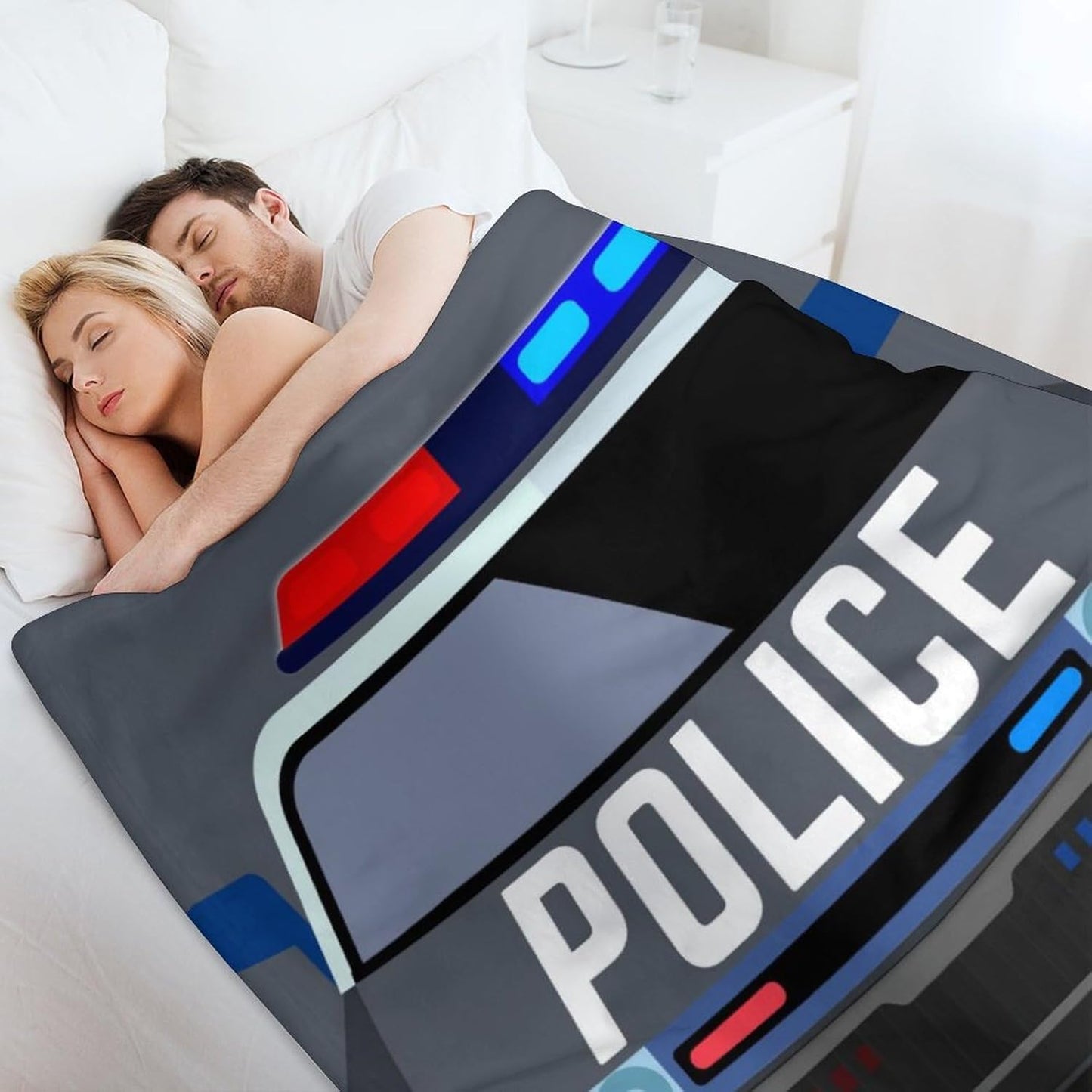 Police Car Throw Blanket - Soft Flannel for Teens, Adults, Women, Men - Warm All-Season Lap, Chair, Sofa Blanket for Police Lovers - 70"x50"