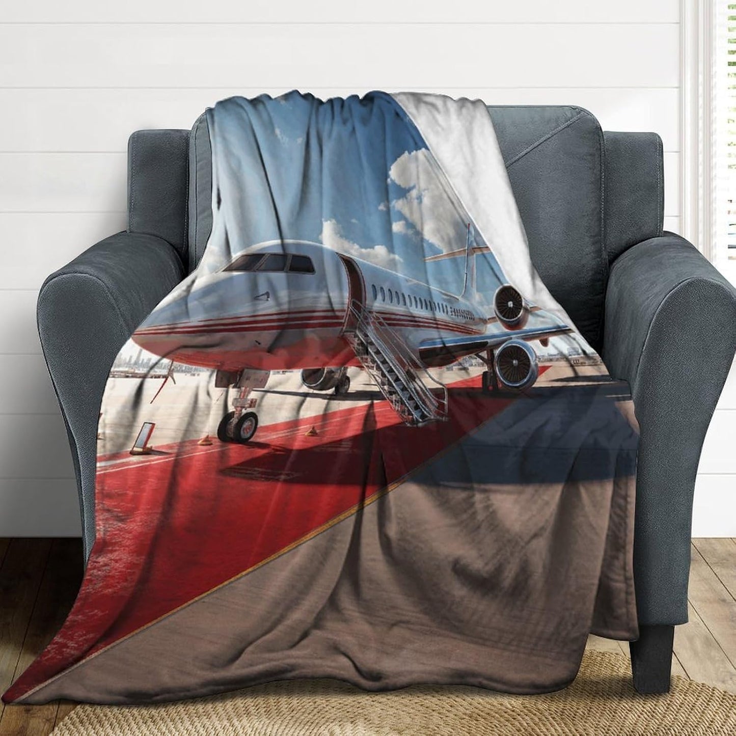 Red Carpet Airplane Throw Blanket for Couch Super Soft Warm Lightweight Throw Blankets Cozy Flannel Bed Blanket Cute Decorative Blankets for All Seasons Home Decor Gift 40"*50" （100 * 130cm）