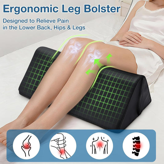 Knee Wedge Pillow for Legs, 20 x 12 x 7 inch Under Knee Elevated Pillow for Sleeping on Back Triangle Pillow for Legs with Strap Handle, Under Ankles Pain Relief Leg Pillow Bolster for Massage Table