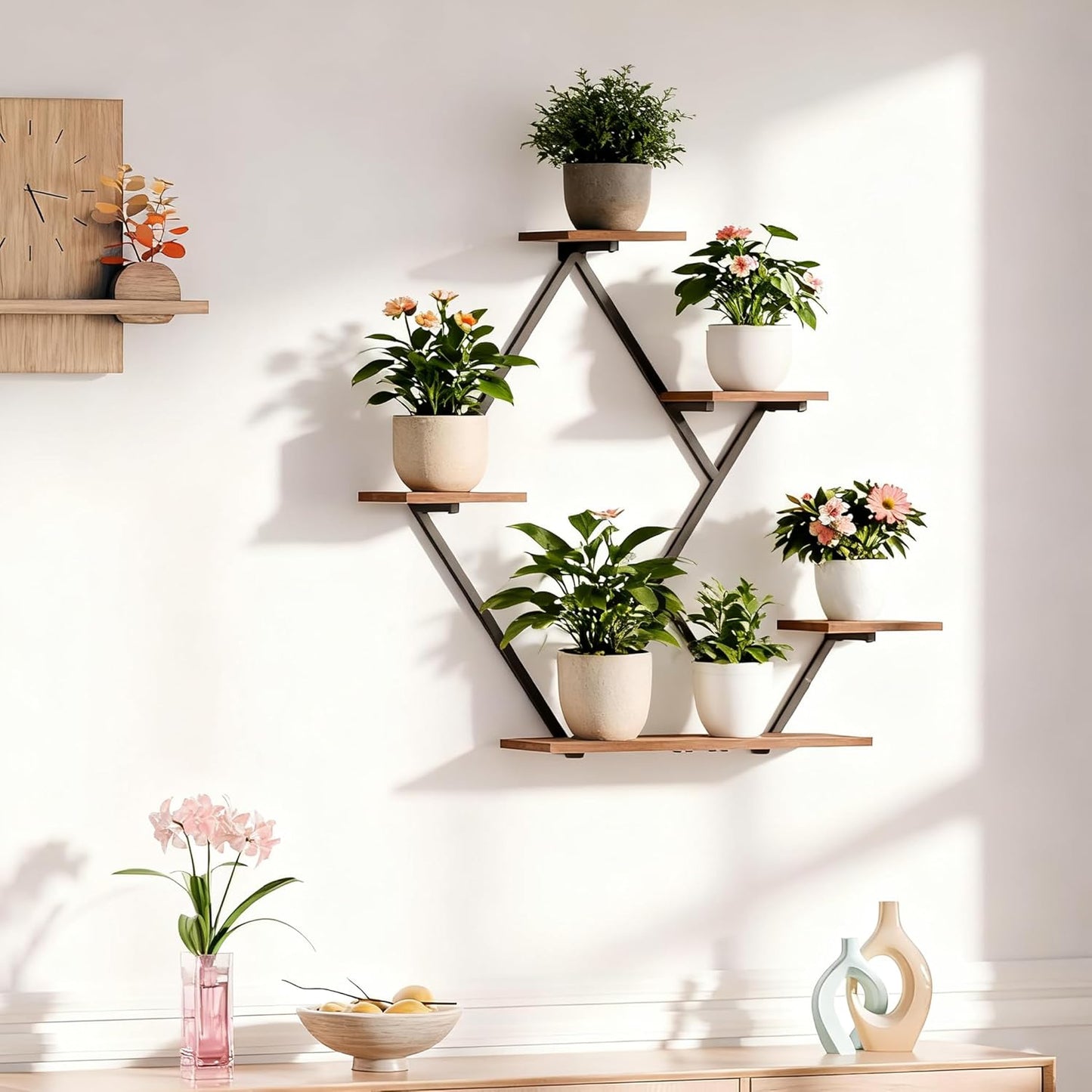 Floating Shelves for Wall, Wall Shelf for Living Room, Bedroom Décor, Large Hanging Shelf for Storage and Display for Books, Plants, Photos, Easy Install (Rustic Brown/Black)
