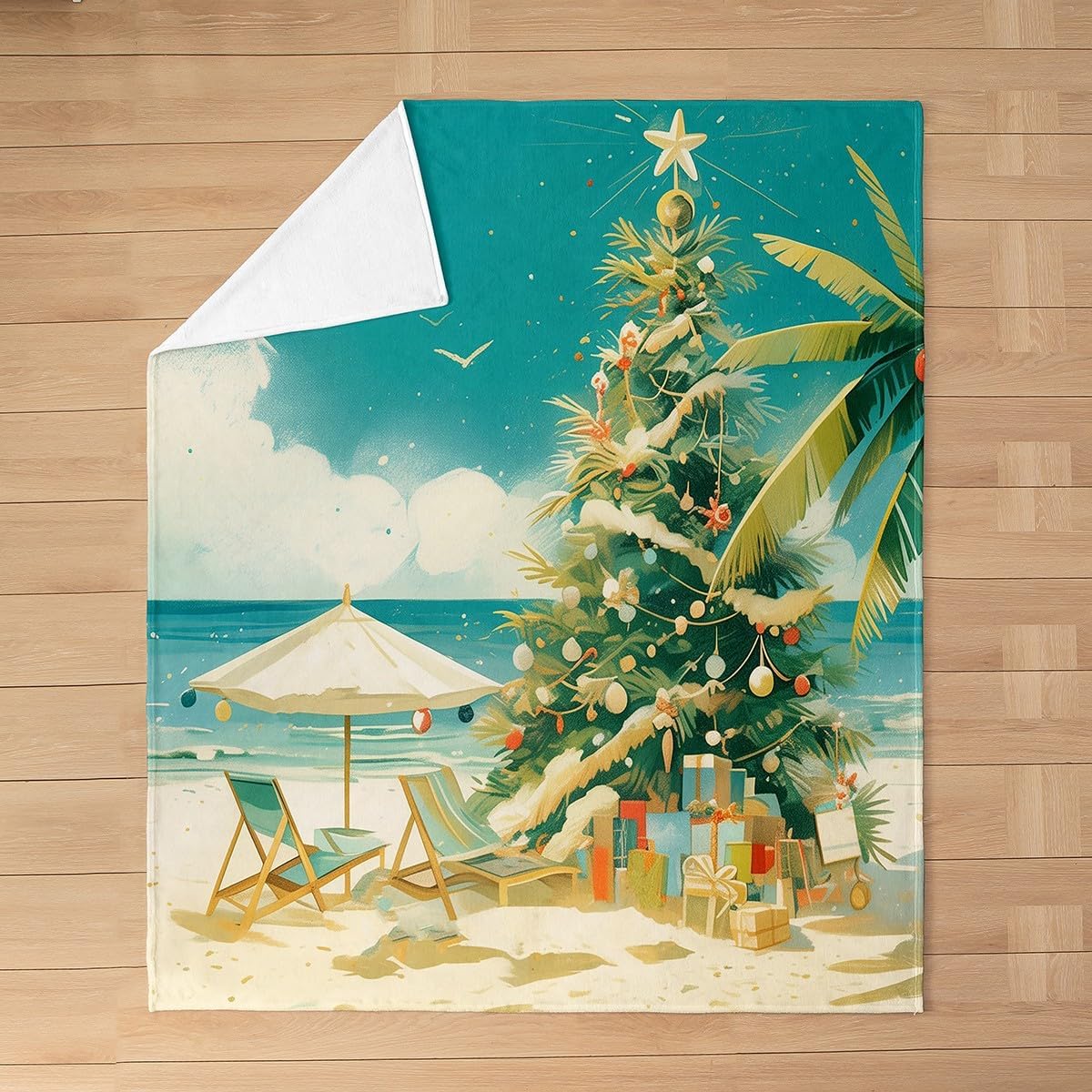 Feelyou Merry Christmas Flannel Fleece Throw Blanket Merry Christmas Tree Flannel Fleece Throw Blanket Xmas Deer Elk Decor Plush Blanket Beach Theme All Season Bed Blanket Throw 50"x60"