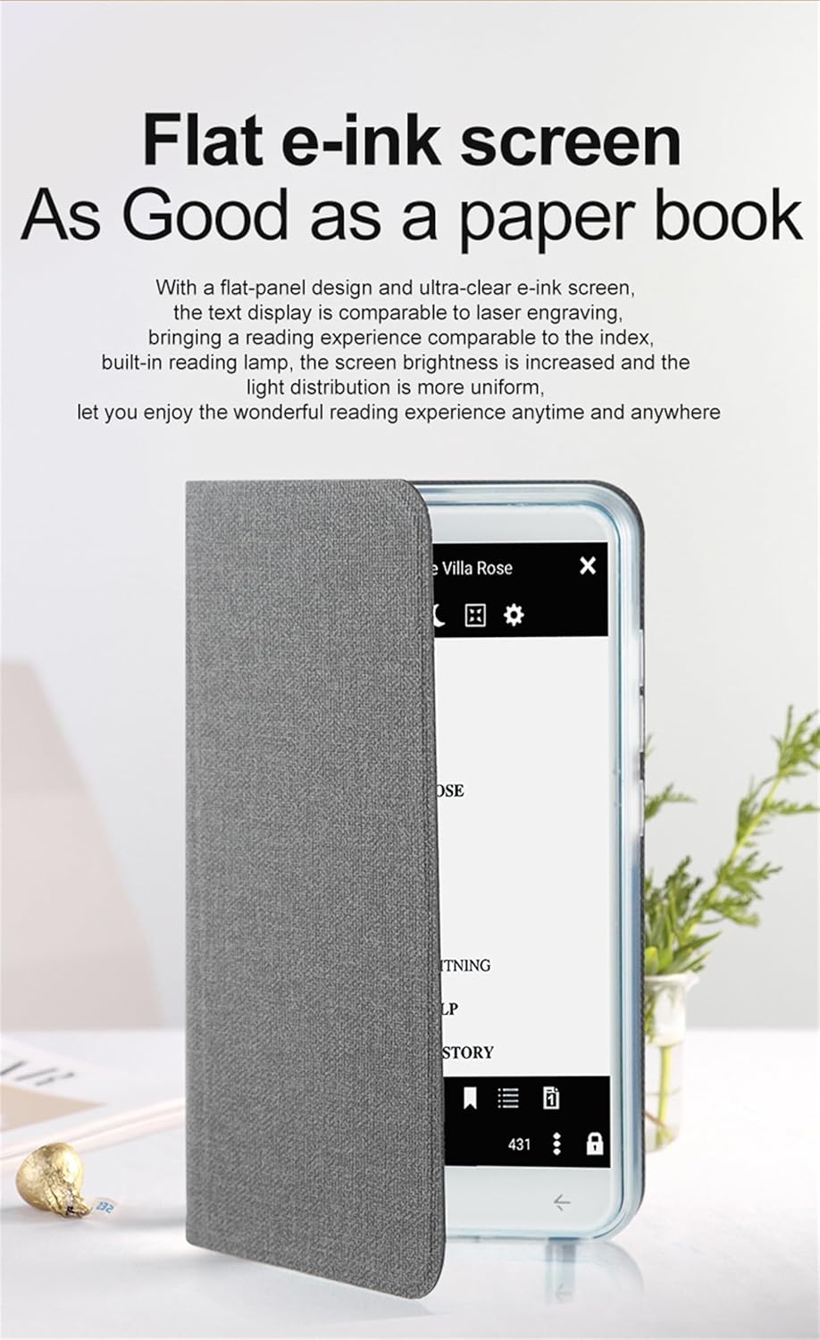 Ereader Devices, 5 Inch Eye Friendly Ink Screen, Compact and Lightweight Electric Book Reader, Portable Electronic Book Reader with Protective Case