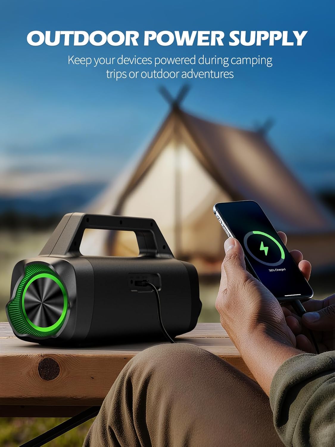 Speakers Bluetooth Wireless, 80W Peak Loud Outdoor Speaker with Bass, 20H Playtime, IPX6 Waterproof, TWS，BT5.3, Portable for Camping Hiking Boating Pool Beach(Black)