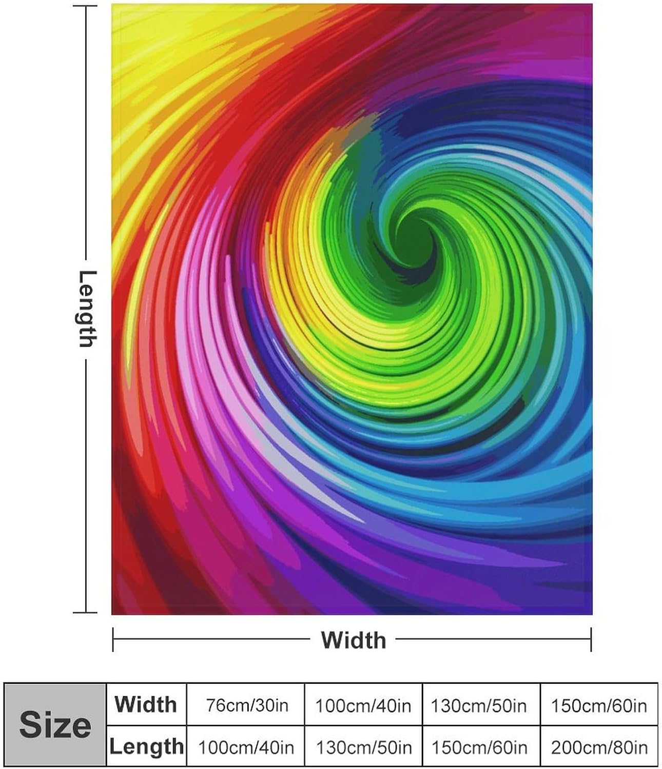 Rainbow Spiral Blanket Super Soft Lightweight Throw Blanket Cute Cozy Warm Bed Blanket Decorative Fuzzy Blanket All-Season Home Decor Gift for Sofa Couch Living Room 30"*40"（76 * 100cm）