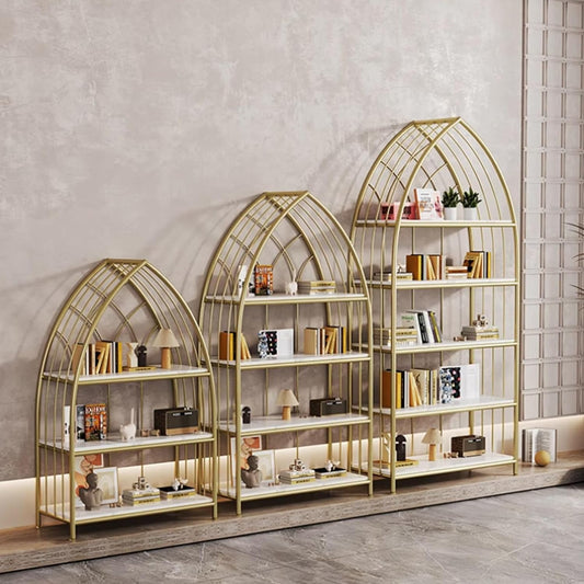 Book shelf,display cabinet,modern bookshelf,metal bookshelf,unique bookshelf,book shelves,bookshelf with storage,Suitable for study, living room corner, bedroom, living room, balcony, office(Gold,60x3
