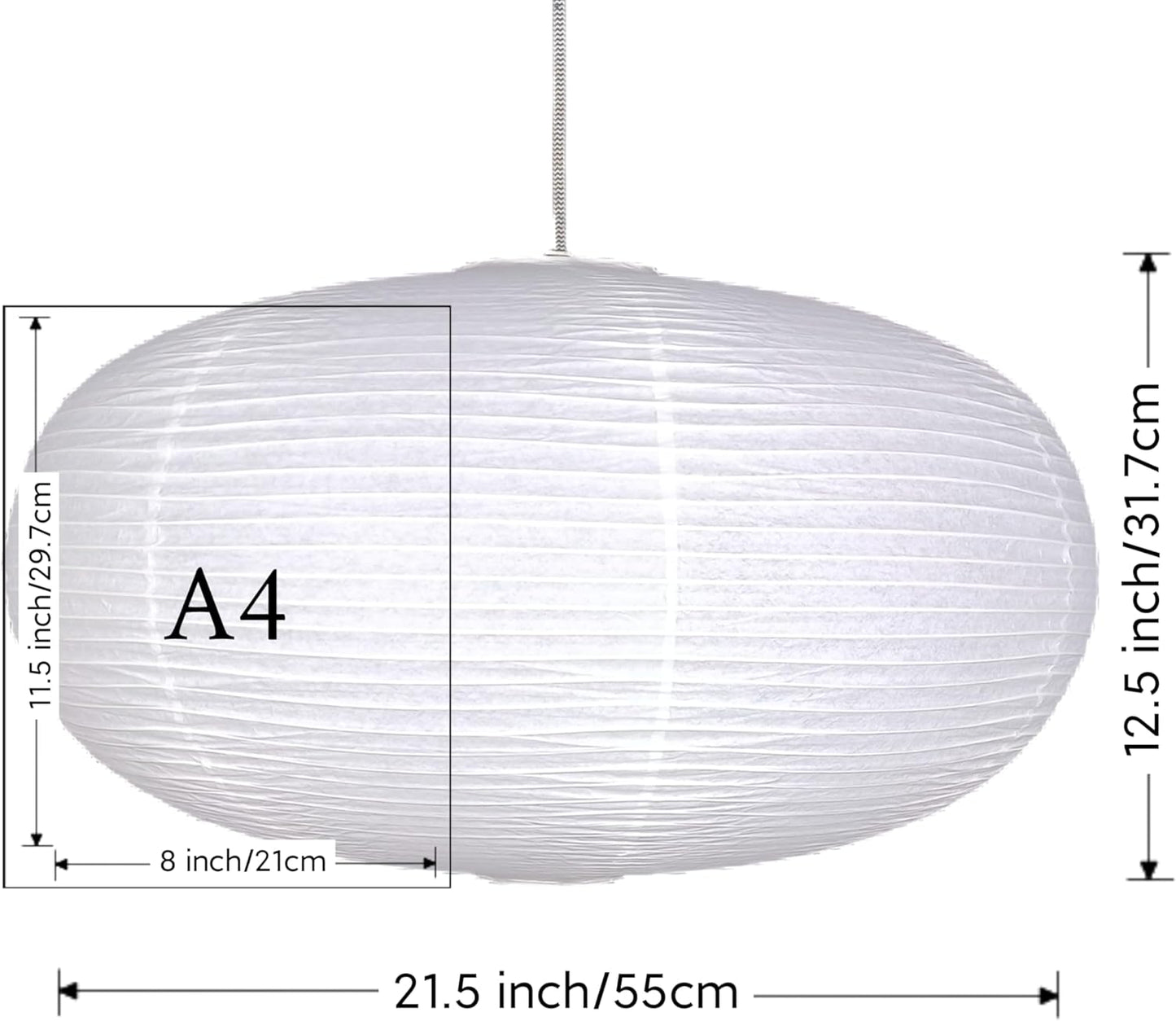 large White Oblate Pendant Lamp Shade 55.5cm(21.85in) Chinses lantern Home Decor Paper Ceiling Lampshade