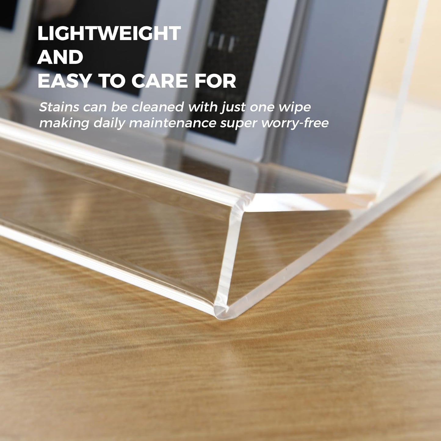 Acrylic Display Easel with 2.5'' Ledge, Book Stand, Book Display Holder, Clear Acrylic Display Easel Transparent Display Stand Holder Tablet Holder for Album, Magazine, Picture, Artworks