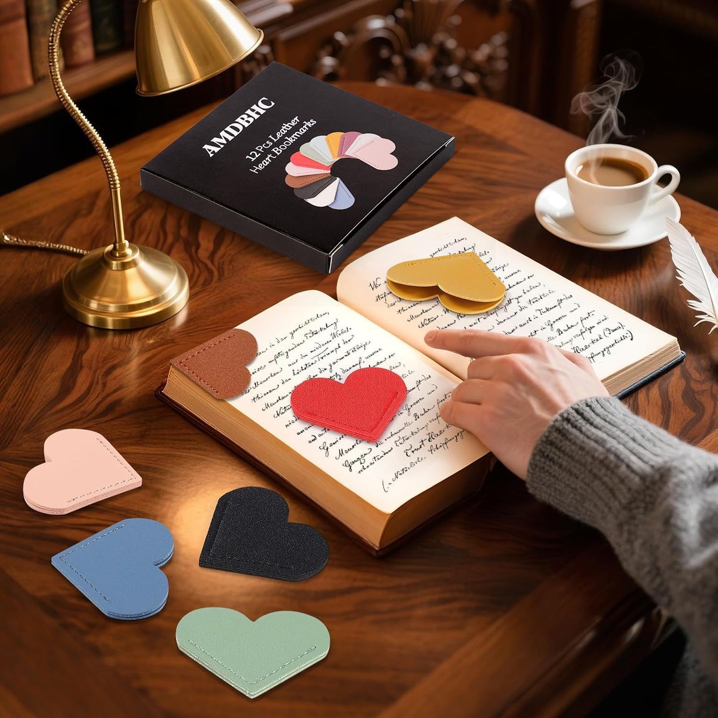 12 Pcs Bookmark Cute Bookmarks Leather Heart Book Marks for Women Men Kids Book Lovers Page Markers for Reading Teacher Students Appreciation Gifts School Office Supplies, 12 Colors