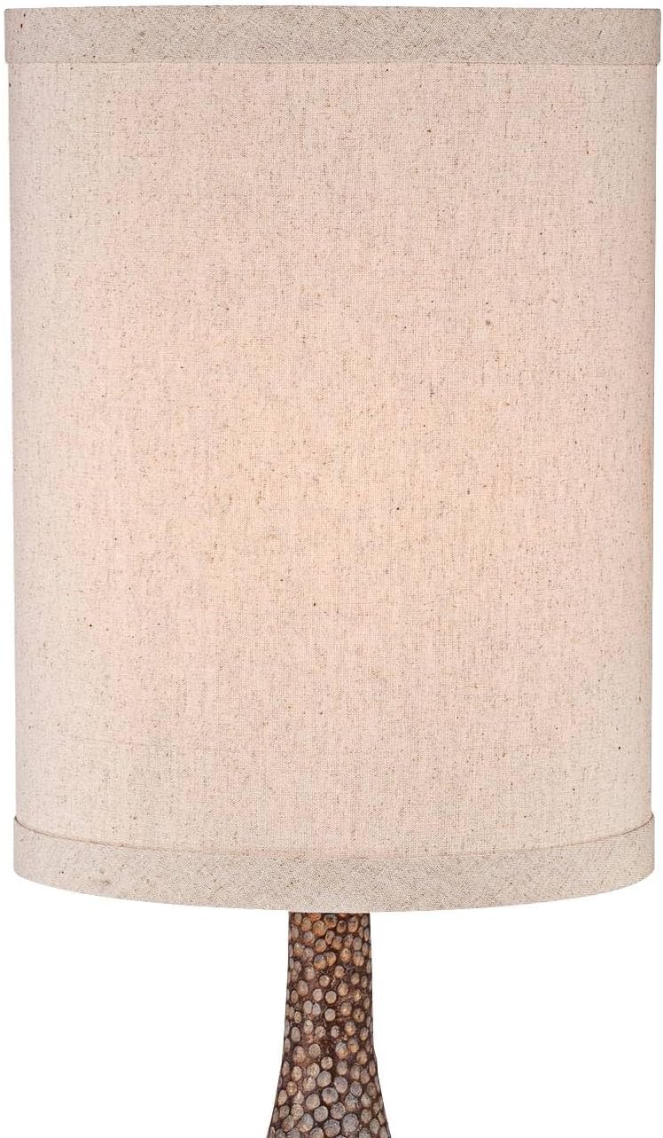 360 Lighting Chalane 31 1/4" Tall Gourd Large Farmhouse Rustic Modern Coastal End Table Lamps Set of 2 Brown Hammered Bronze Finish Living Room Bedroom Bedside Nightstand House White Shade