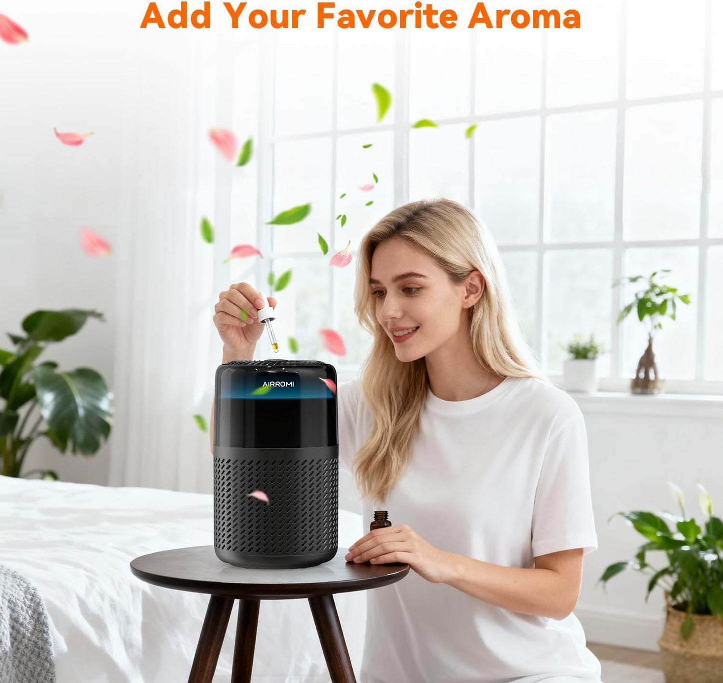 AIRROMI HEPA Air Purifier for Bedroom&Home,Pet Air Purifier for Home Pets,Removes Pet Odor,Cat Litter Smell,Dust,Smoke&Allergies,Quiet Room Air Purifier with Scents,360°Air Cleaner,A2005 Black
