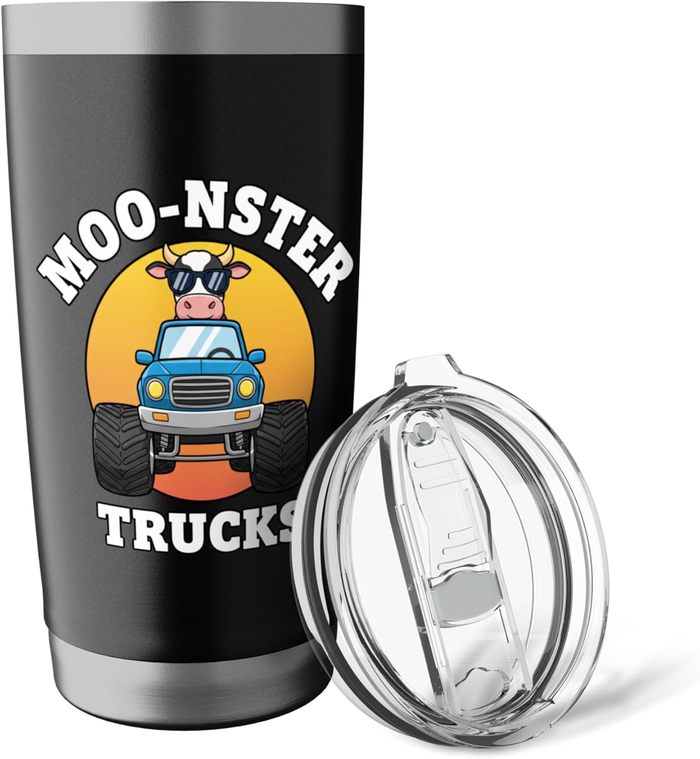 Moo-nster Trucks Cow Boys Funny Farm Animal Stainless Steel Insulated Tumbler