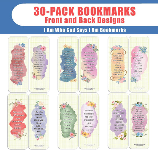 NewEights I Am Who God Says I Am Bookmarks (5-Sets X 6 Cards) - Daily Motivational Card Set – Collection Set Book Page Clippers – Ideal for Church Ministry Gifts for Boys and Girls