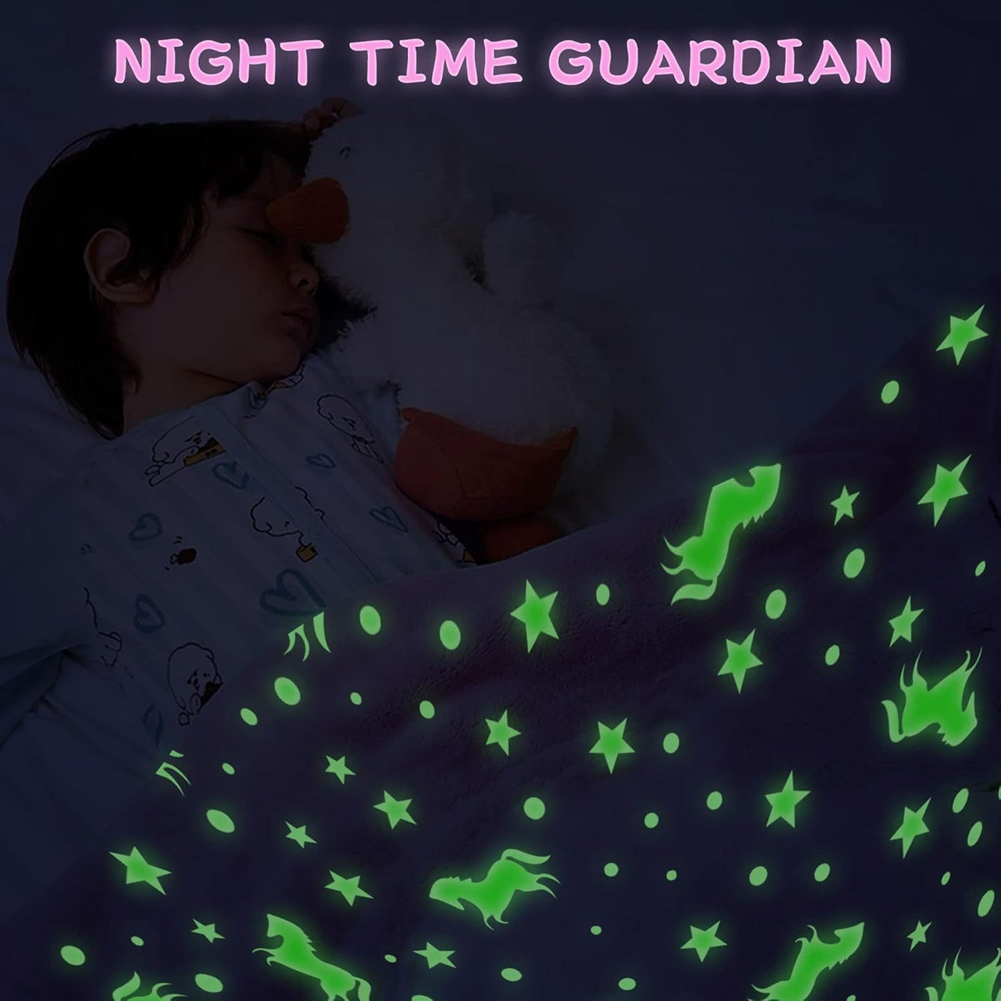 LAT Glow in The Dark Throw Blanket,Super Soft Fuzzy Plush Flannel for Girls and Boys Sleeping Snuggle Blanket,All Seasons for Bed or Sofa,50 * 60 Inch (Rainbow Unicorn)