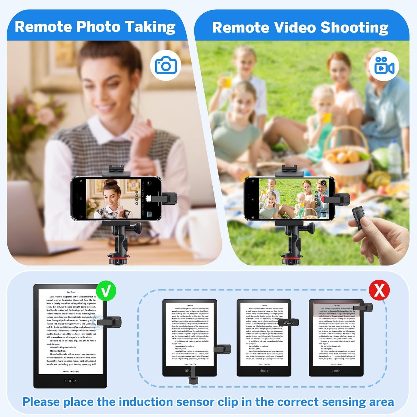 Page Turner Ring for Kindle,Remote Control for iPhone iPad Android Tablets E-Readers,Clicker Page Turner for Kindle Accessories for Camera Video Record&Shutter Selfie (Black)