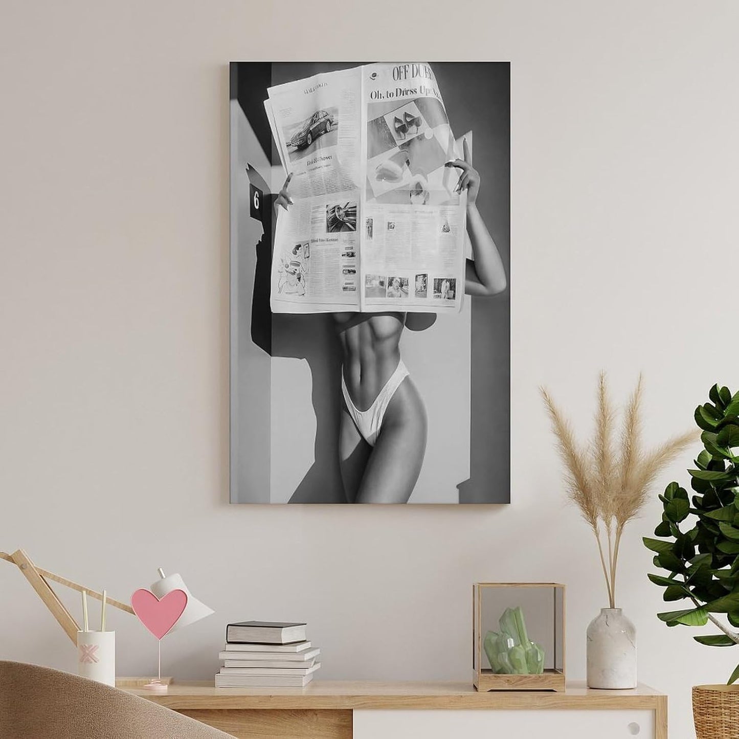 Wall Decoration Painting Beautiful Woman Reading Newspaper Black And White Feminist Poster Wall Art Bar Decoration Canvas Art Poster And Wall Art Picture Print Modern Family Bedroom Decor Posters 08x1
