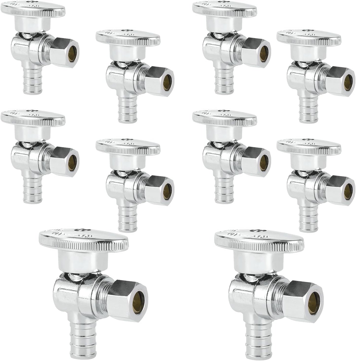 10-PCs HeSun Pex Angle Stop Valve, 1/2" Pex x 3/8" OD Compression Angle Stop, 1/4 Turn Shut Off Valve for Bathroom, ASTM F1807(VALVE076-10)