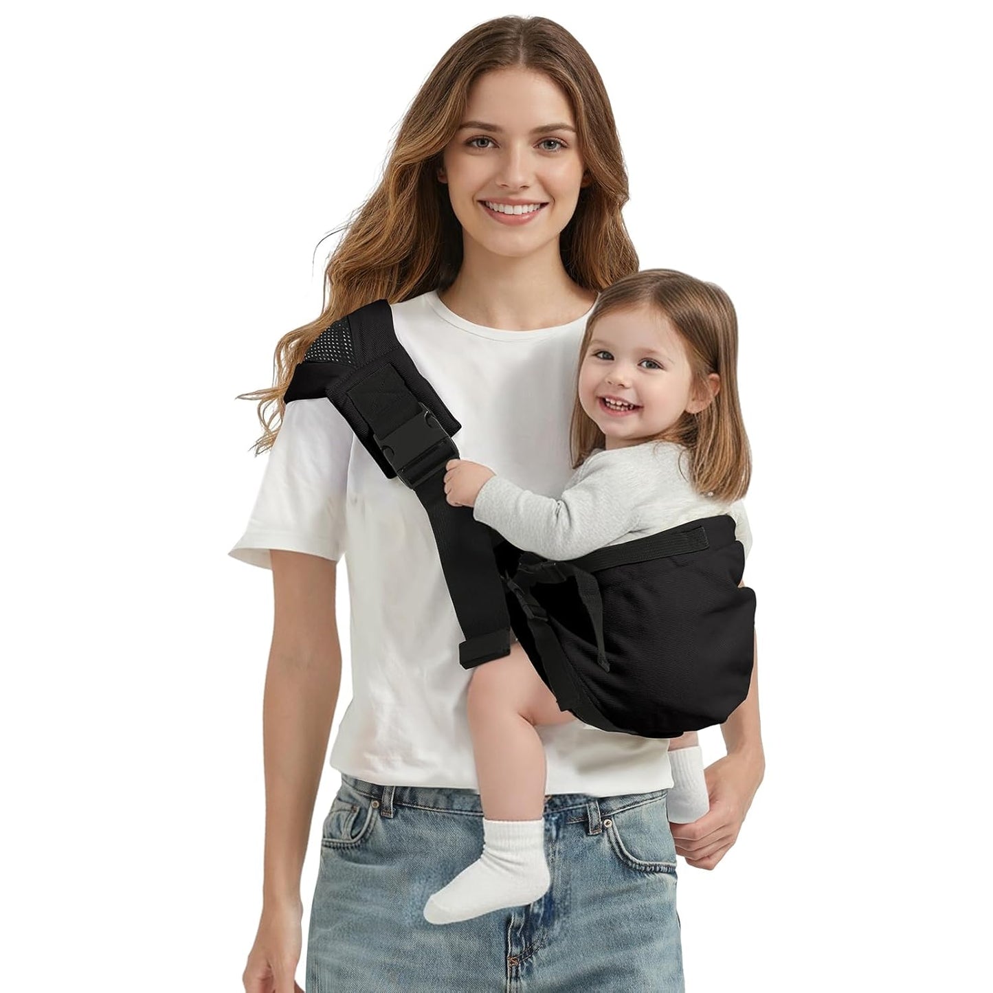 Toddler Sling Carrier, Adjustable Baby Carrier Sling 8-40 lbs, Lightweight Toddler Carrier Baby Sling Carrier, Toddler Hip Carriers One Size Fits All, Black