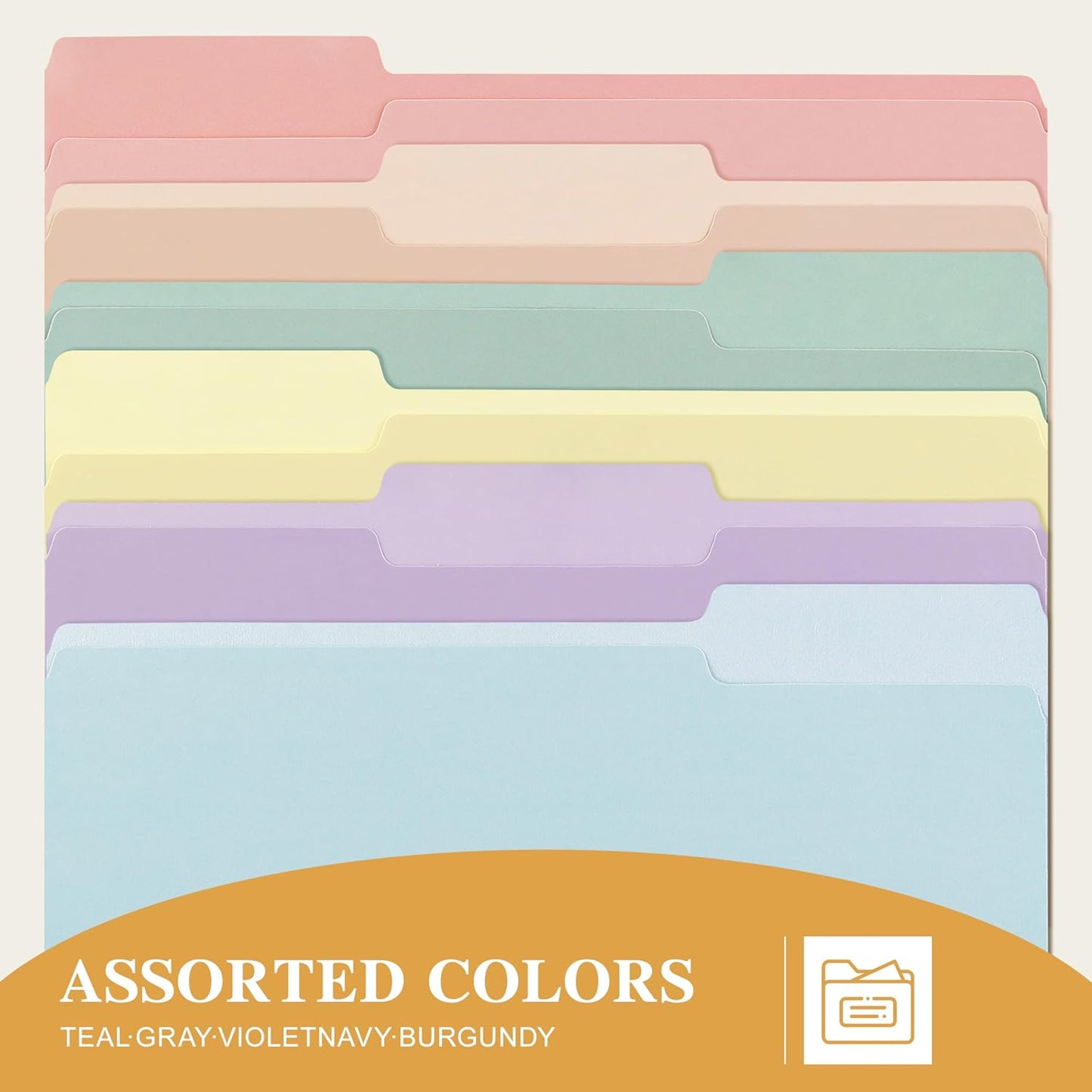 Color File Folders, 1/3-Cut Tabs, 18 Pack File Folder Letter Size, 6 Pastel Colors Organizer File Folders for School Home Office Business