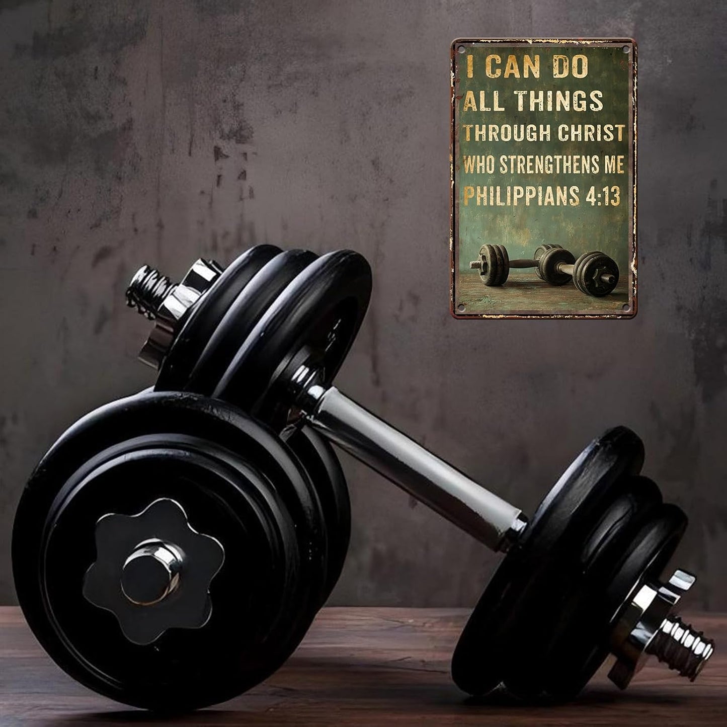 Gym Metal Tin Sign I Can Do All Things Through Christ Gym Motivational Retro Sign For Workout Home Motivational Fitness Workout Posters Wall Art 8x12inch