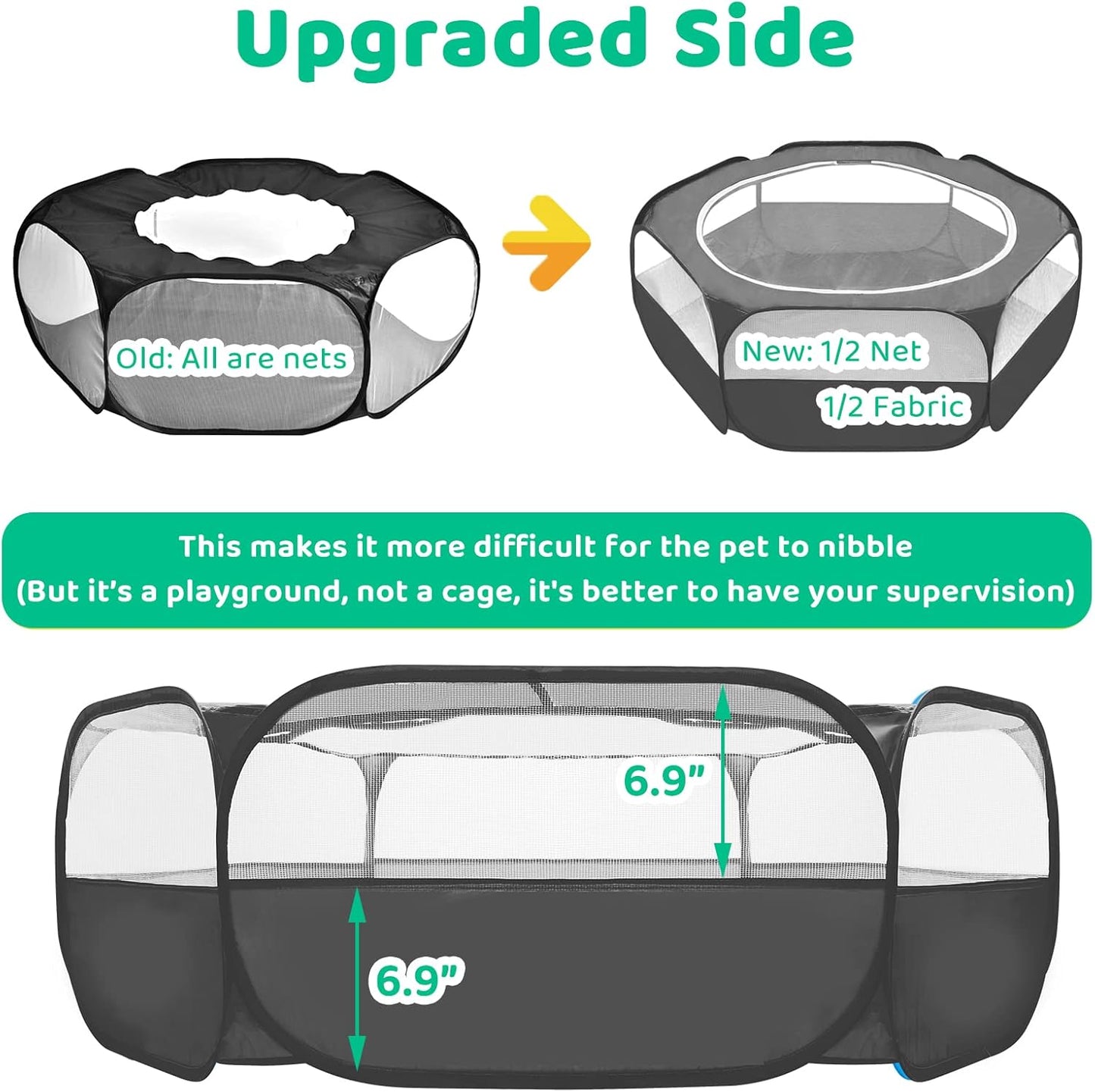 Amakunft Small Animal Pop-Up Playpen with Mesh Cover, 47'' x 23.6'' x 15'' Chicken Brooder Box, Play Pen Indoor Outdoor for Guinea Pigs, Bunny, Rabbits, Ferrets, Chinchillas, Kittens