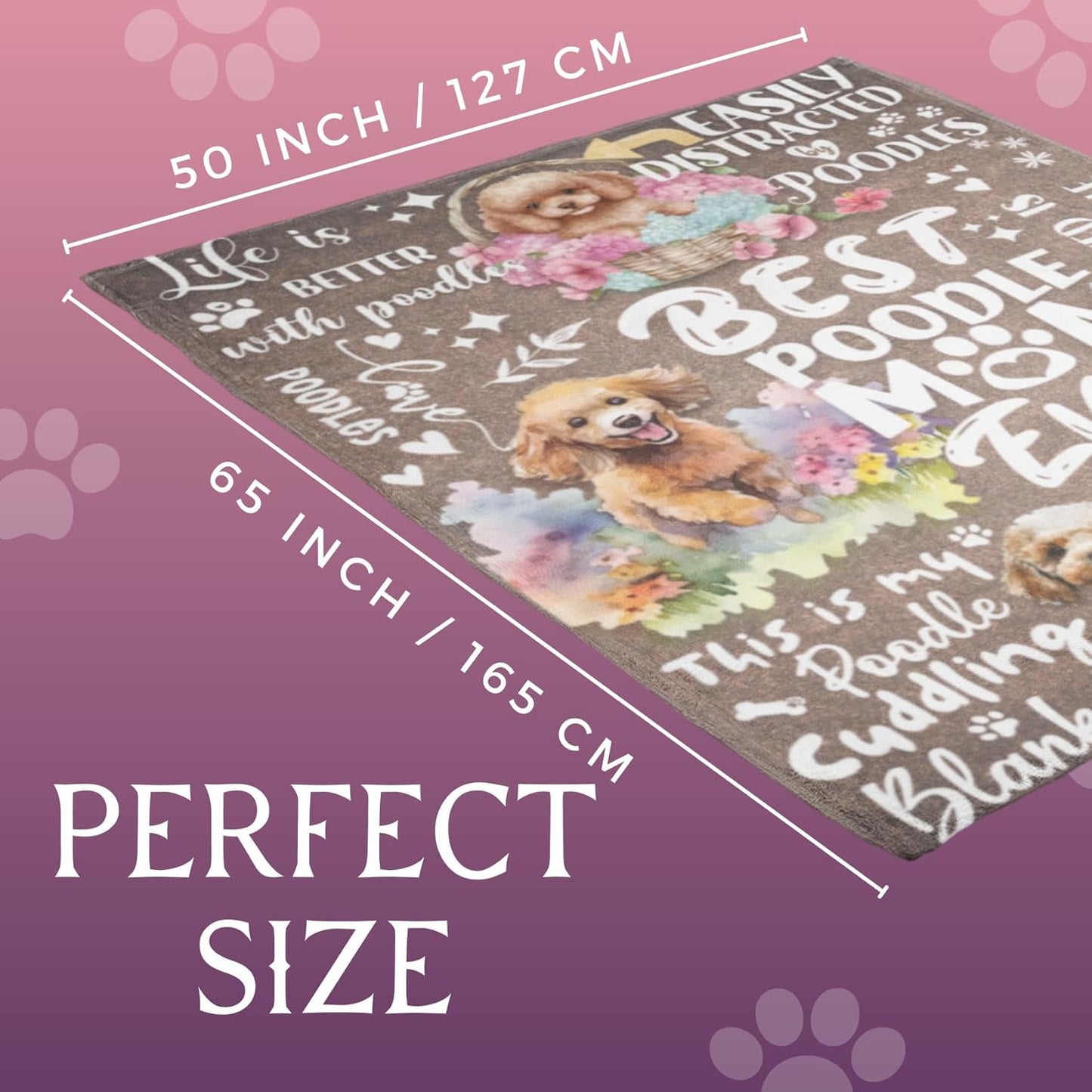 Poodle Gifts for Women, Best Unique Poodle Flannel Throw Blanket for Poodle Mom, 50 x 65 inch, Skin Friendly, Novelty Poodle Mom Gift
