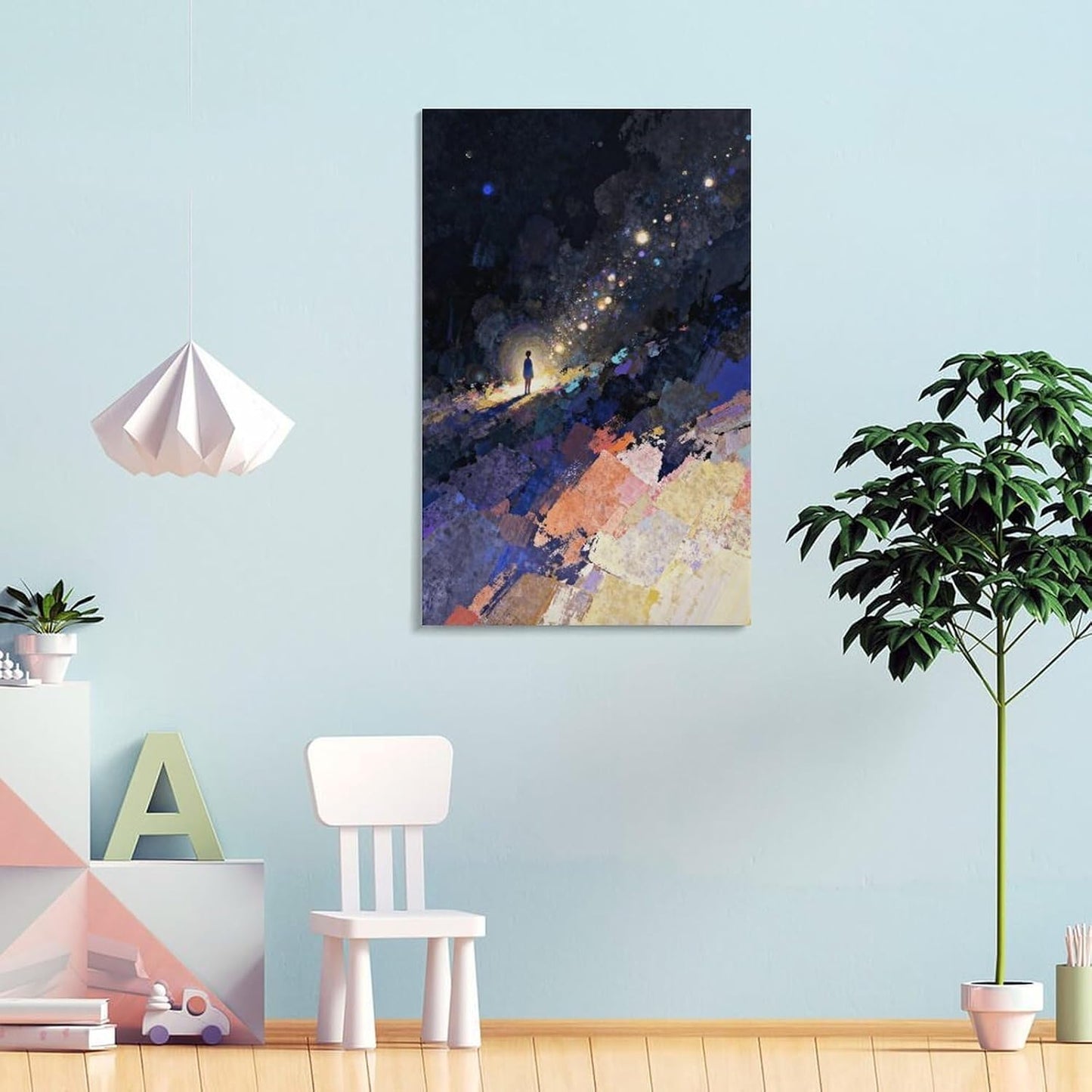 The World of Loneliness - 4 Oil Painting Print, Loneliness Wall Art, Moody Aesthetic Painting, Suitable for Reading Nook, Living Room, Bedroom Frame-style 20x30inch(50x75cm)