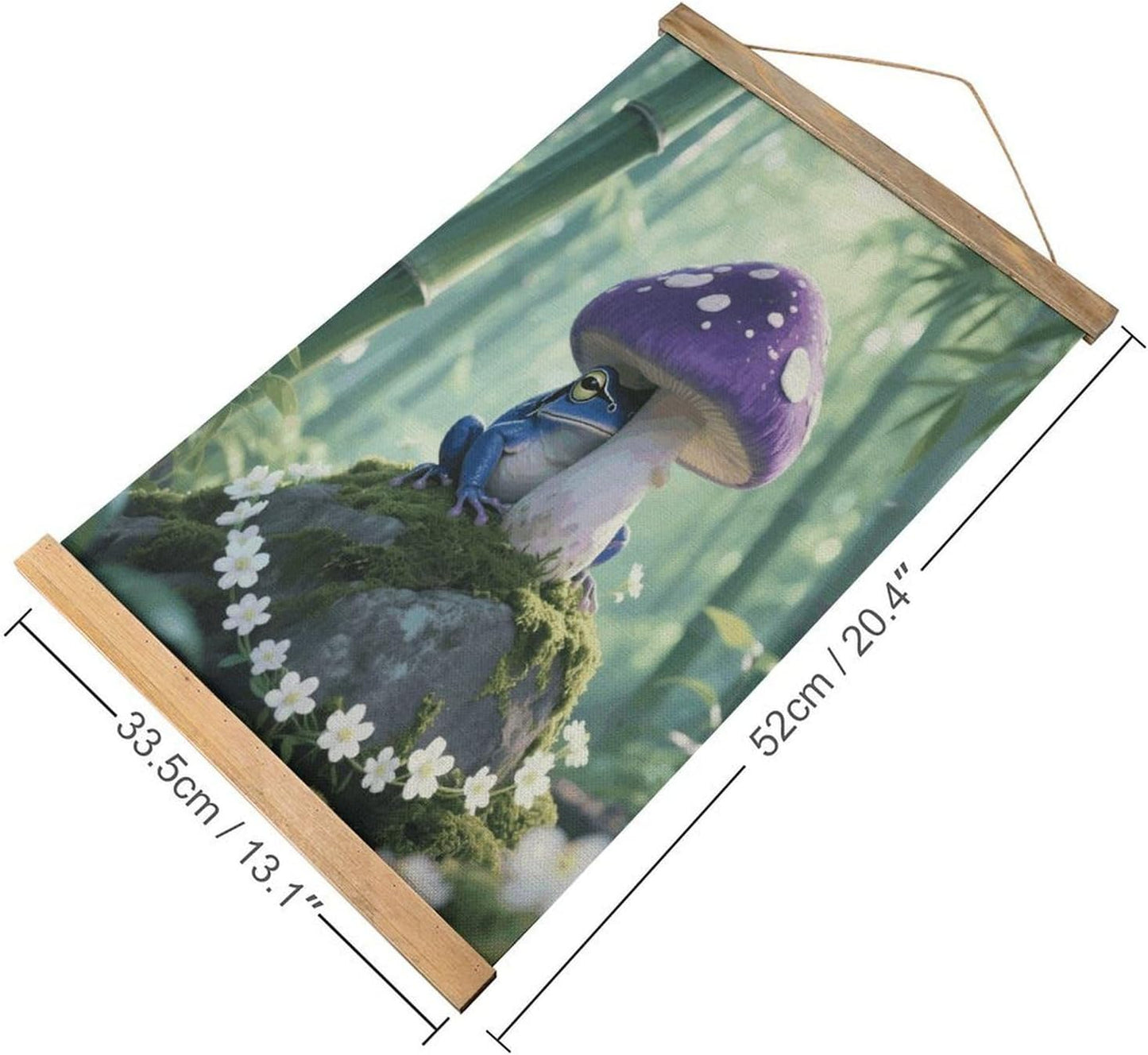 VstaDank Frog Mushroom Aesthetic Linen Hanging Painting Vintage Canvas Wall Art Poster Reading Nook Corner Decor Retro Wall Decor Prints for Library Reading Room Home 13.2 X 20.47 Inch