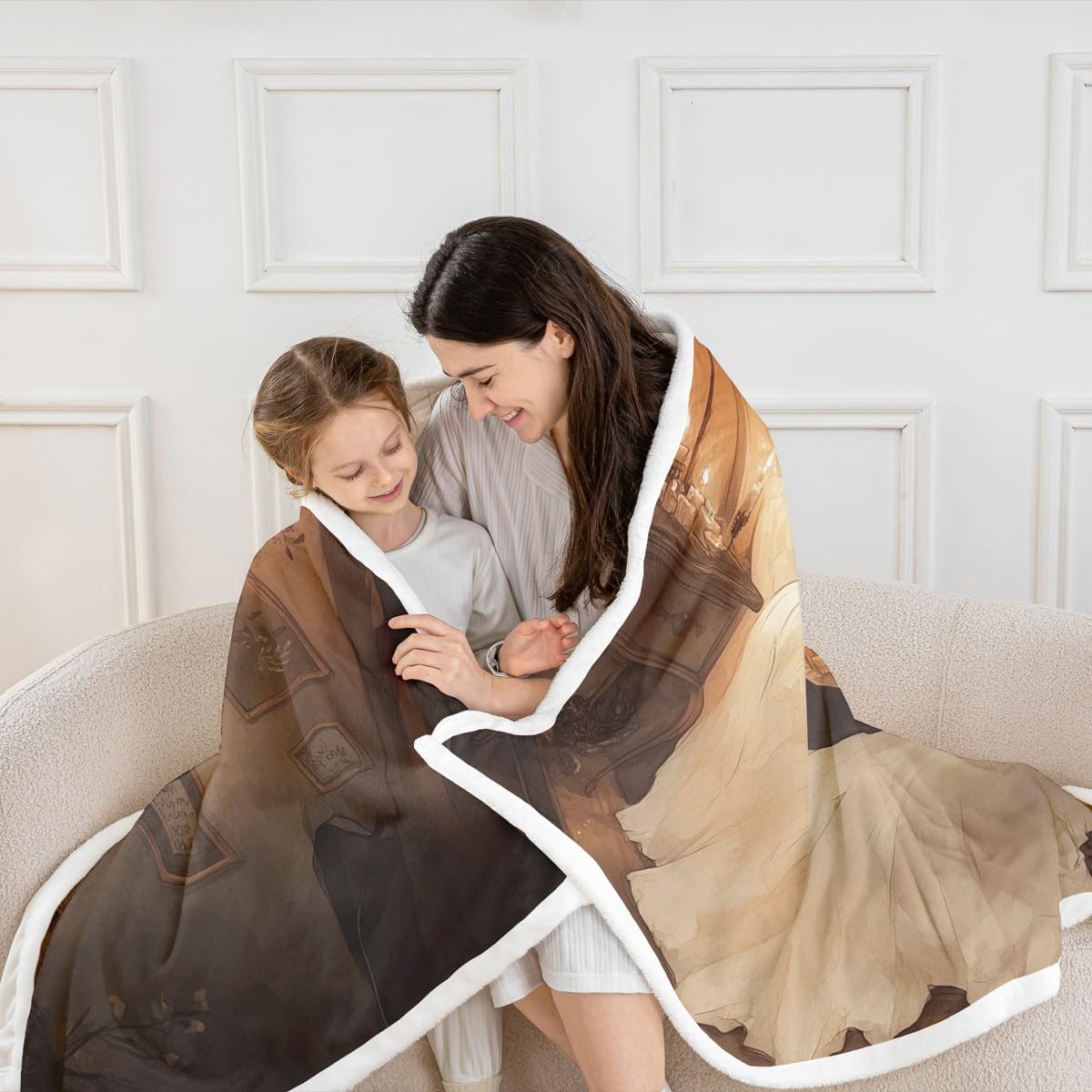 jejeloiu Halloween Funny Ghost Sherpa Blanket Plush Fuzzy Kawaii Cute Cat Fleece Throw Blanket Boys Girls Reading Book for Bed Couch Chair Living Room Bedroom Decor Queen 90"x90"
