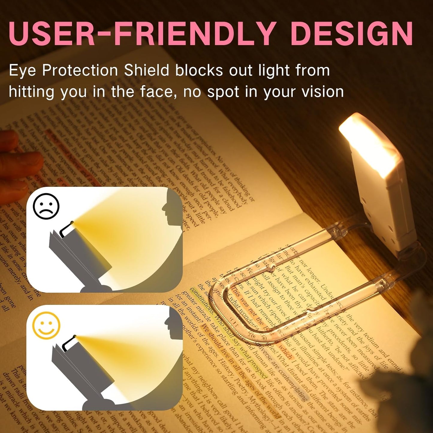 2 Pack USB Rechargeable Book Light Clip on LED Reading Light Portable Reading Lamp with 15 Magnetic Bookmarks for Book Lovers Adults Reading Gifts, 3 Amber Colors 5 Brightness(Classic)