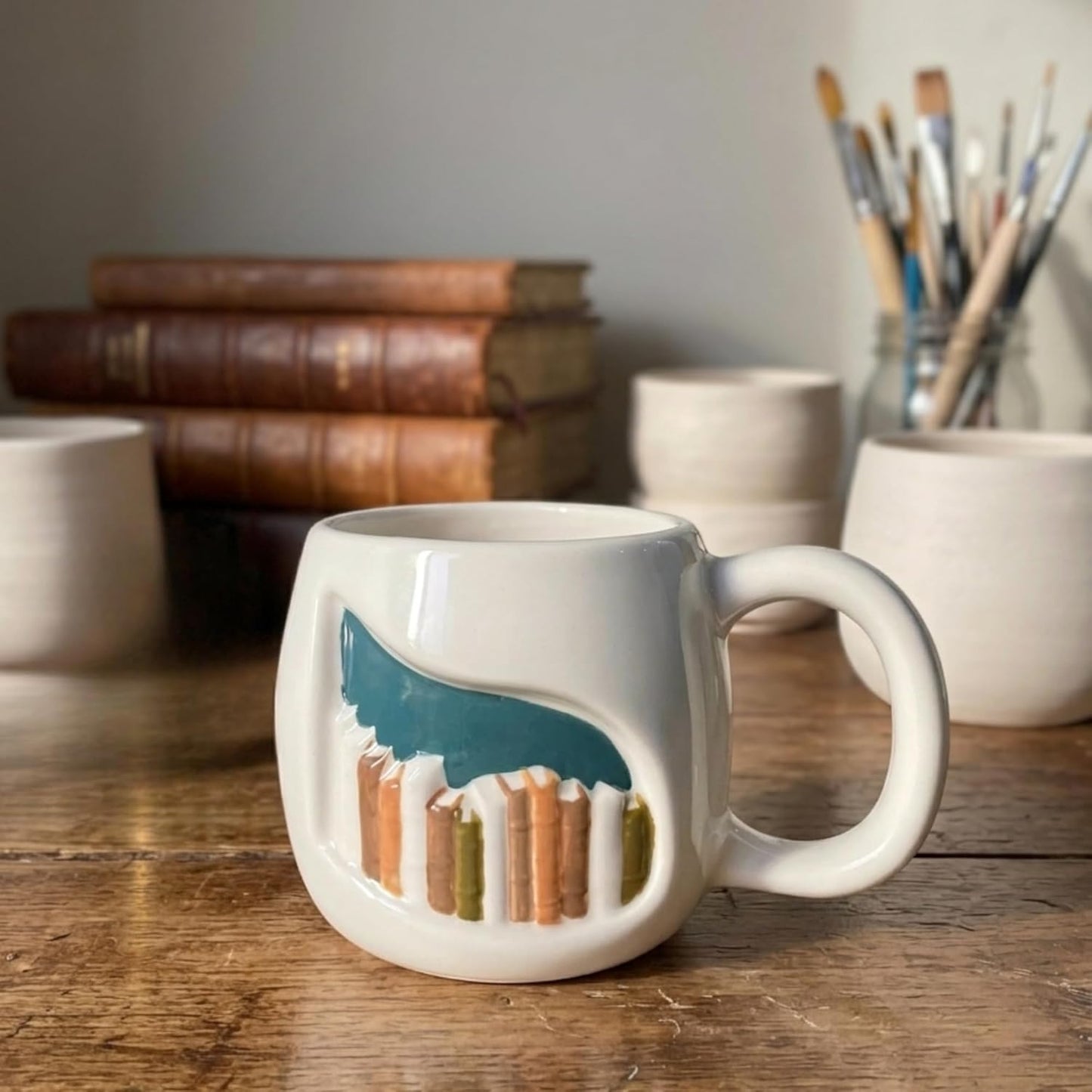 Real Ceramic 3D Book Mugs For Book Lovers Gifts For Readers Women, Unique 3D Bookshelf Mug 14Oz - A Library Shelf Cup, Gift For Writers And Authors - Bookish Gifts for Mom/Dad/Son/Daughter/Friend