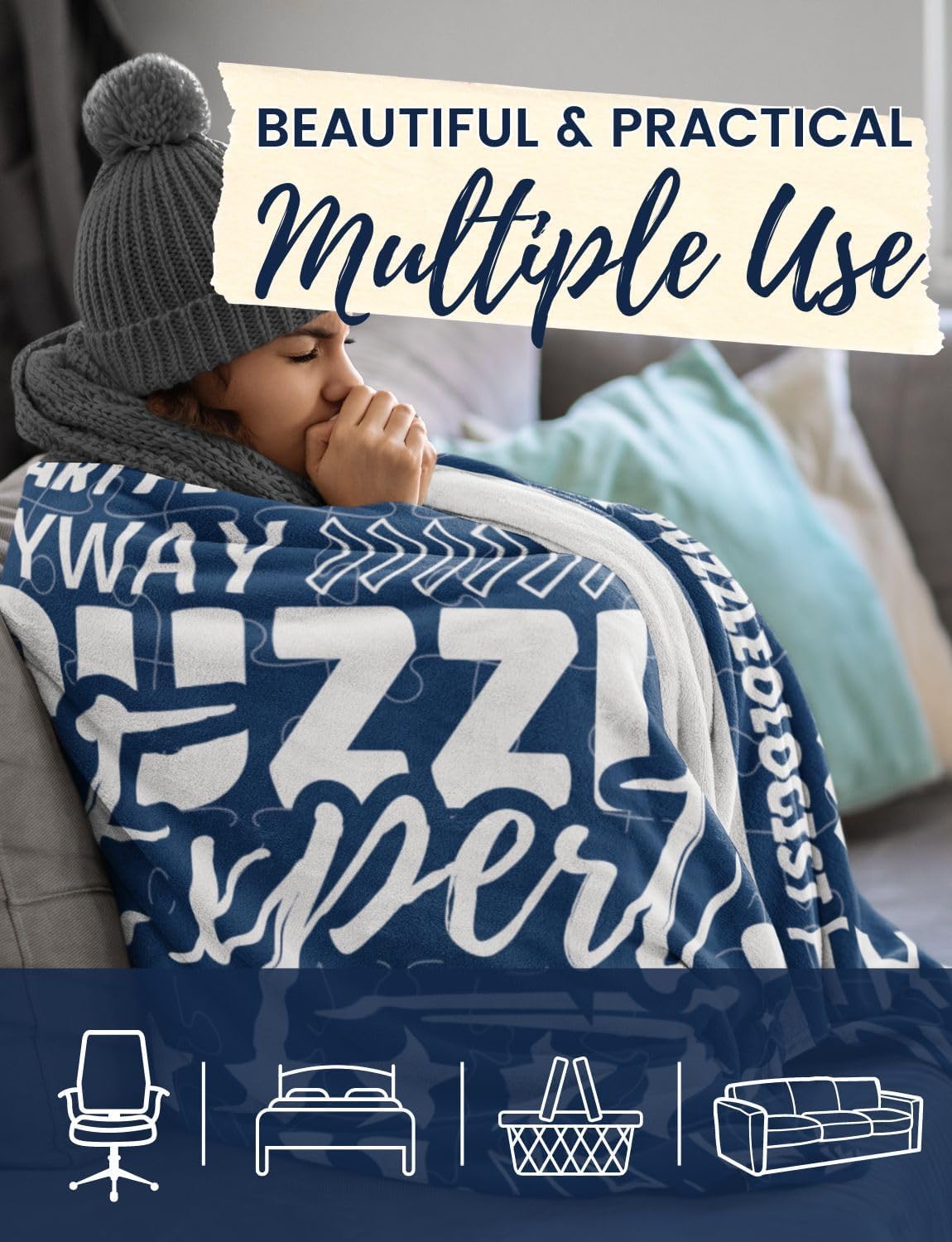Puzzle Lovers Gifts, Flannel Blankets Throws for Puzzle Lovers, Palyers, Puzzleologist, Perfect for Birthday Christmas Thanksgiving, 50" x 65"