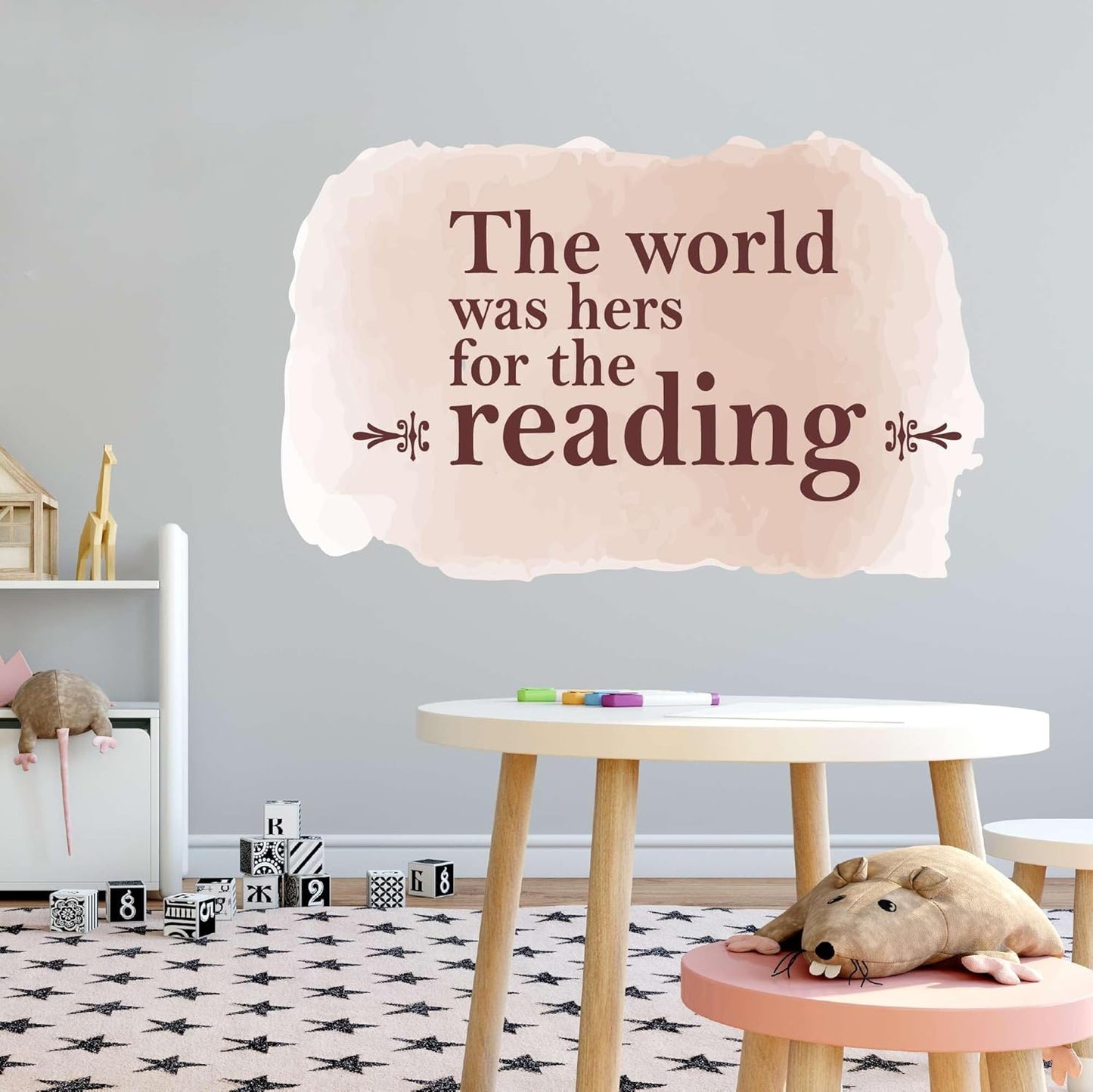 Children World was Hers for The Reading Adorable Quote Wall Decal Decoration Books Quote Book Lovers Bookish Quotes Readers Lasts Years and Easily Removable - Size: 30 in(W) x 18 in(H)