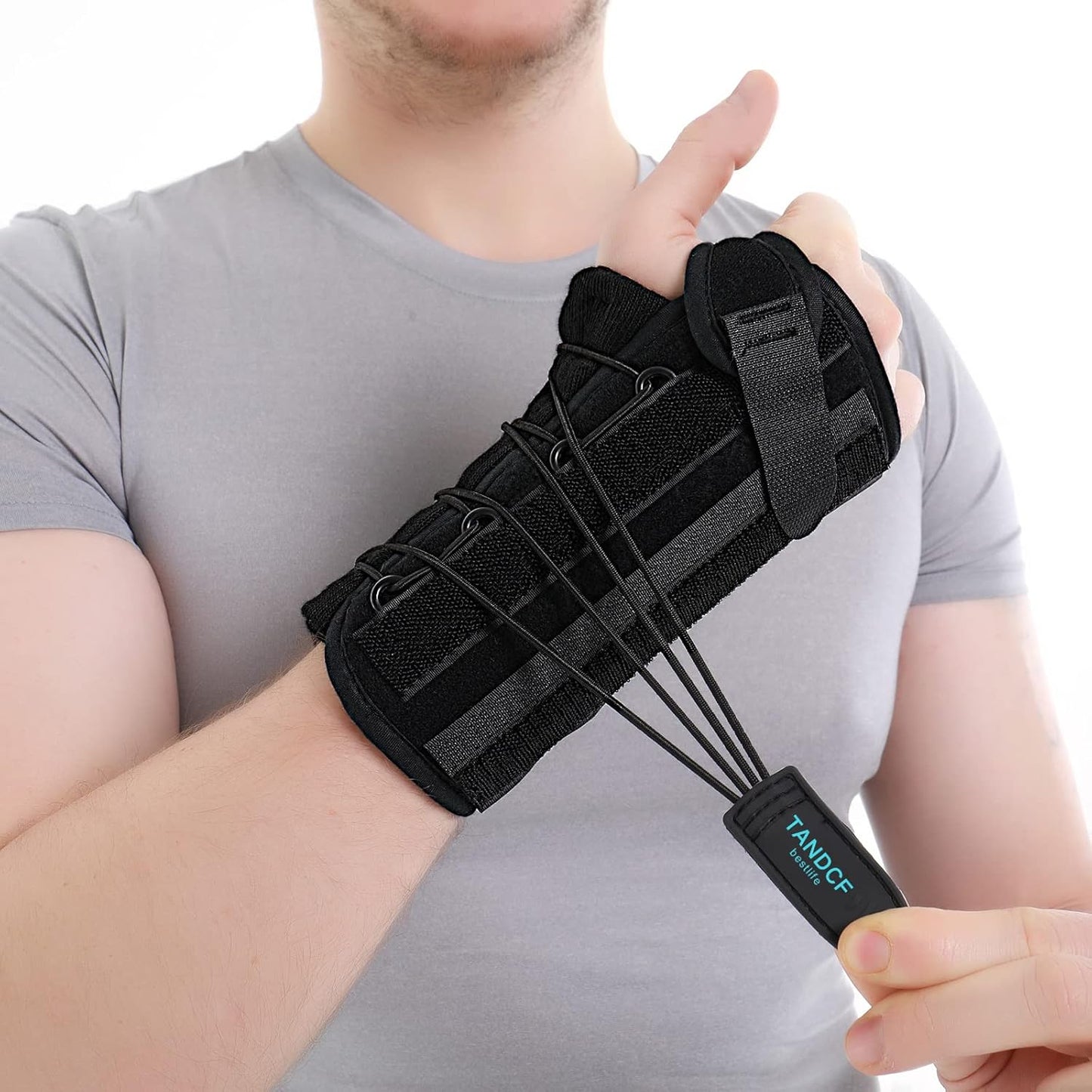 bestlife Unisex Universal Wrist Lacer Wrist Brace for Carpal Tunnel Syndrome & De Quervain’s Syndrome,Adjustable Night Wrist Support Brace with Splints Right Hand For Women & Men,Great for Wrist Pain,Sprain,Sports Injuries,Joint Instability,Arthritis,Wris