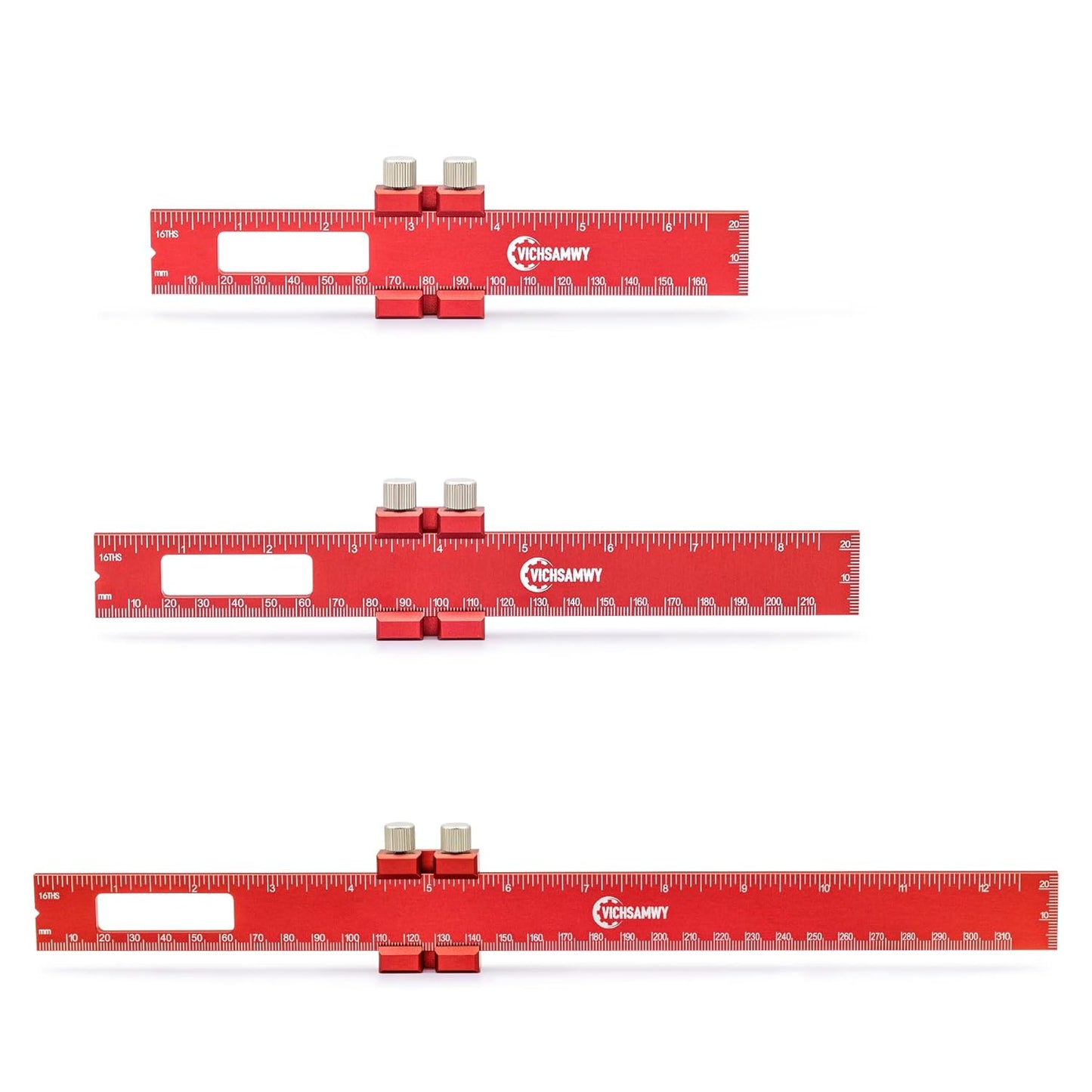 Precision Metal Slide Stop Scribing Ruler - 12, 8 & 6 Inch, Adjustable Measuring & Marking for Woodworking