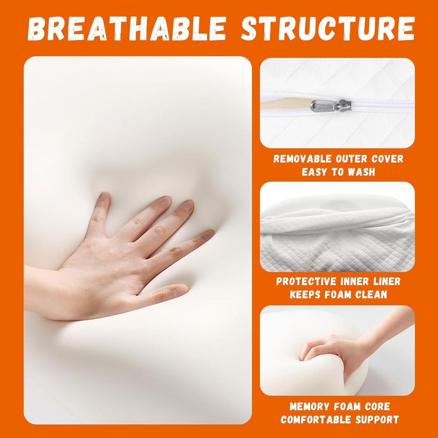 Side Sleeper Pillow with Arm Hole, Ergonomic Memory Foam Arm Pillow for Shoulder Comfort, Side Sleeping Support for Neck and Back, Removable Washable Cover, for Side and Back Sleepers