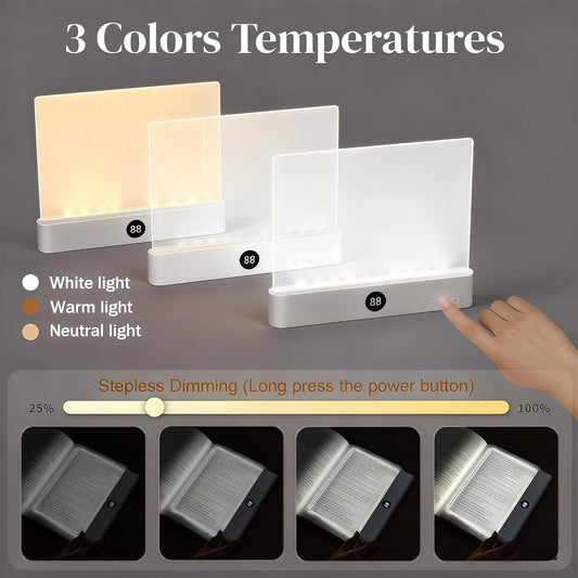 Book Light for Reading in Bed, Rechargeable Reading Light with 3 Color Modes & Timer, Dimmable LED Page Light for Kids, Women, Men - Perfect Night Reading Lamp & Gift for Book Lovers (White)