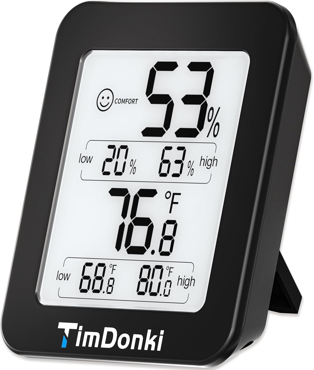 Digital Hygrometer with Max and Min Records 10s Fast Refresh Accurate-Hygrometer Room Thermometer Indoor for Home/Bedroom/Baby Room/Office/Greenhouse/Cellar (Black)