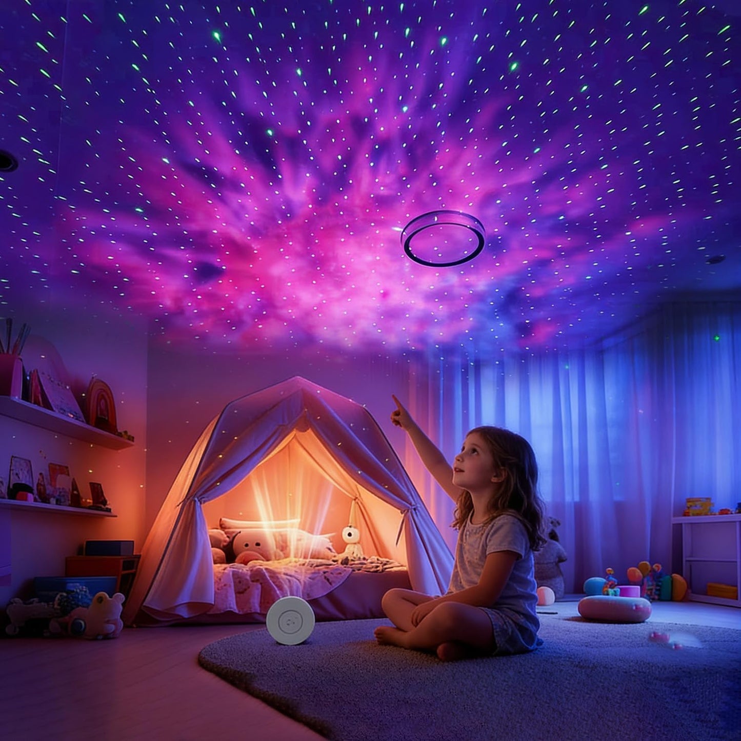 Rare Blue Laser Star Projector with Remote Control,Premium ABS Build & HD Lens, Ultra-Soft Realistic Nebula, Dimmable 16M Colors for Bedroom/Game Room/Party(Blue Star+Remote)