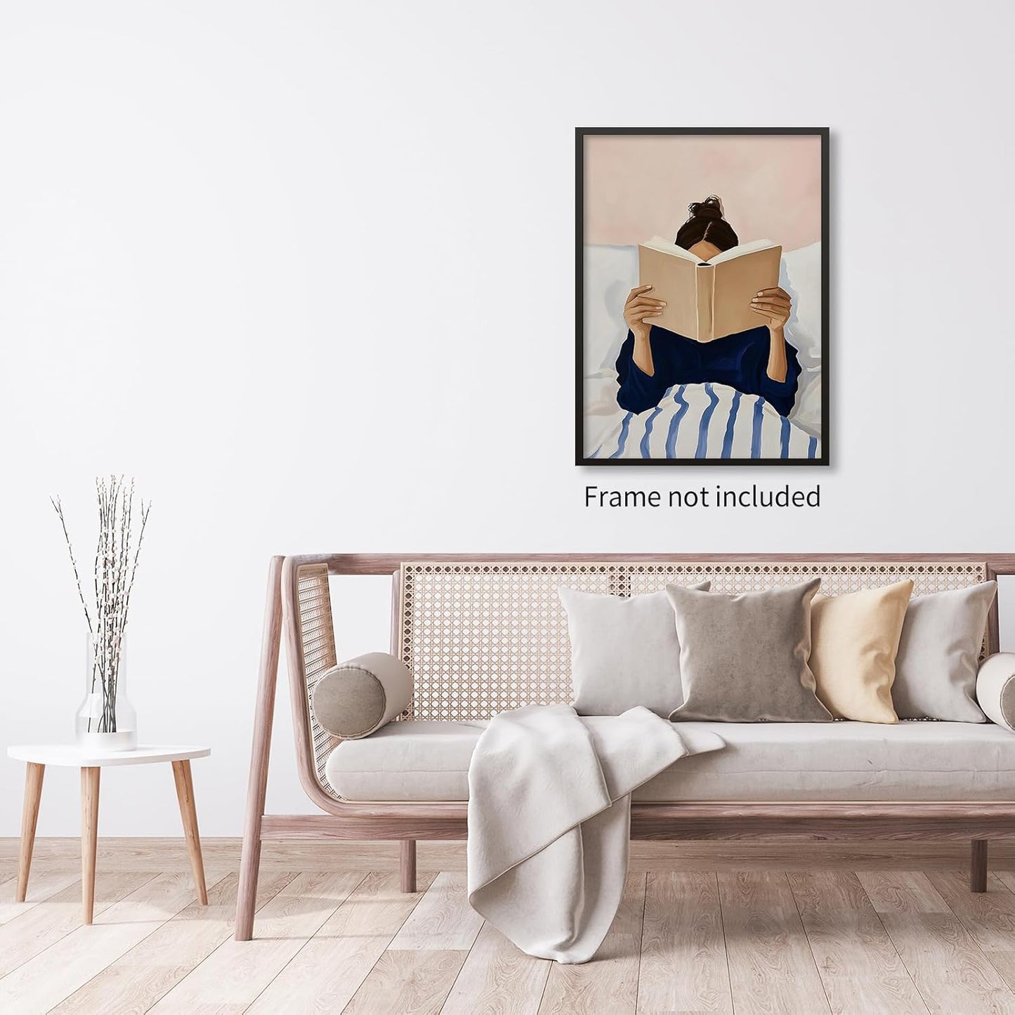 Woman Reading in Bed Wall Art Vintage Book Canvas Posters Modern Funky Girly Bookish Aesthetic Painting Library Wall Decor for Book Lover 12X16 in Unframed